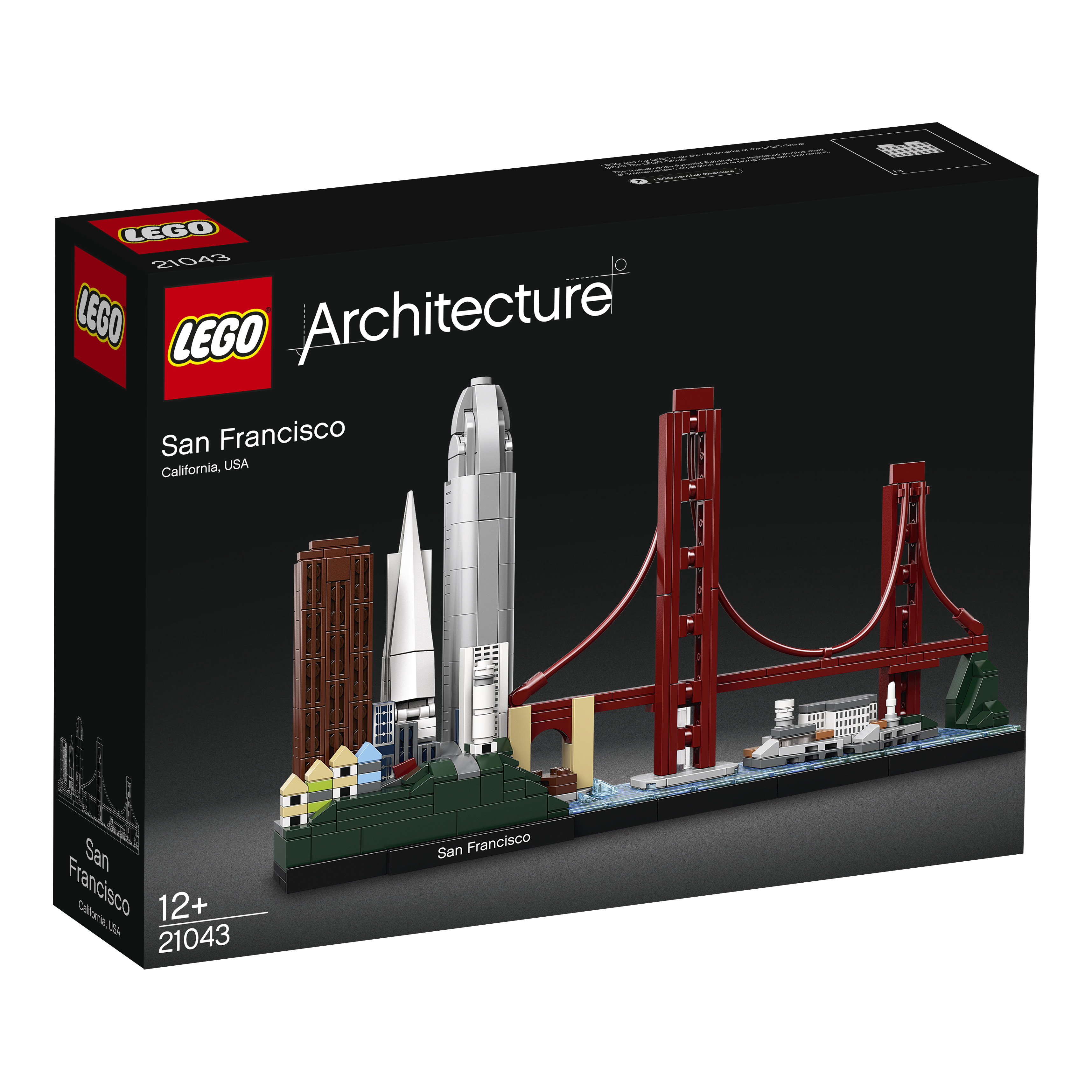 Zestaw Lego Architecture z panoramą San Francisco, z mostem Golden Gate.