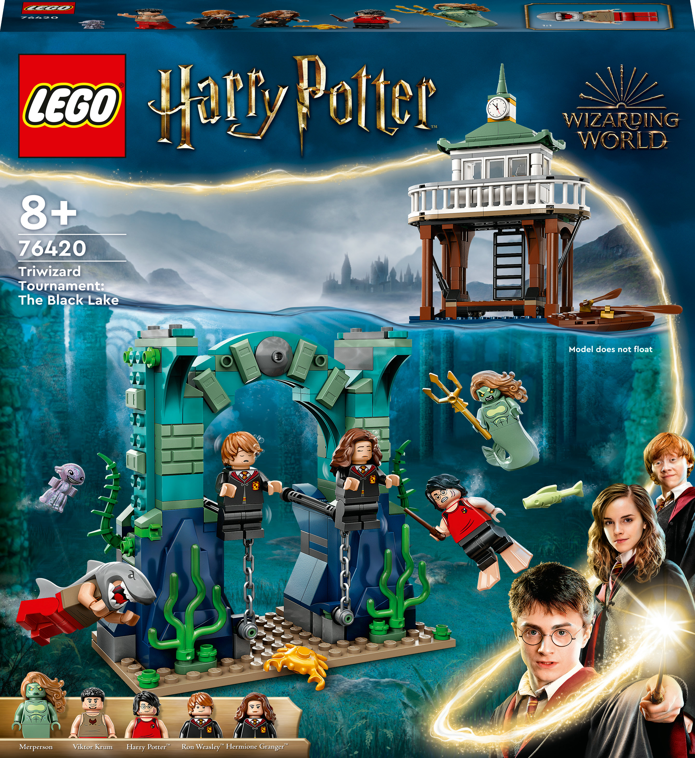 Lego Harry Potter Set-Box mit Figuren, einer Seeszene und Charakteren aus dem Film.