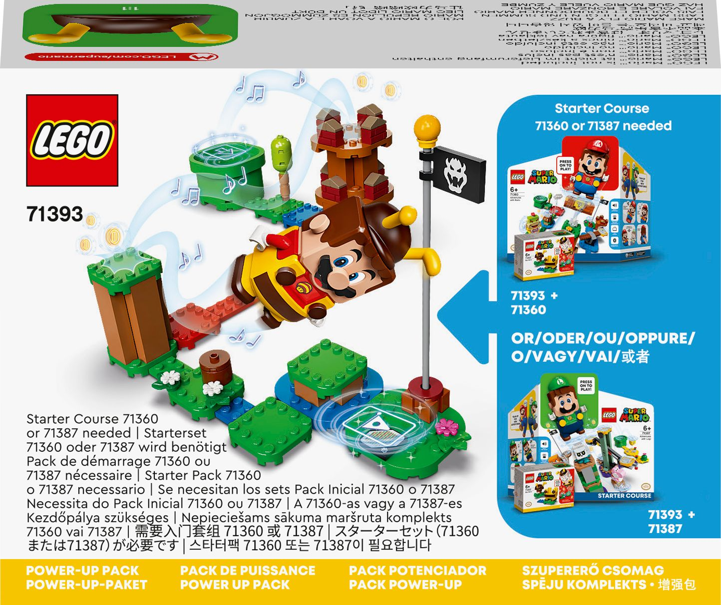 Scatola del Corso di Avvio LEGO Super Mario con personaggio di Mario e altri elementi.