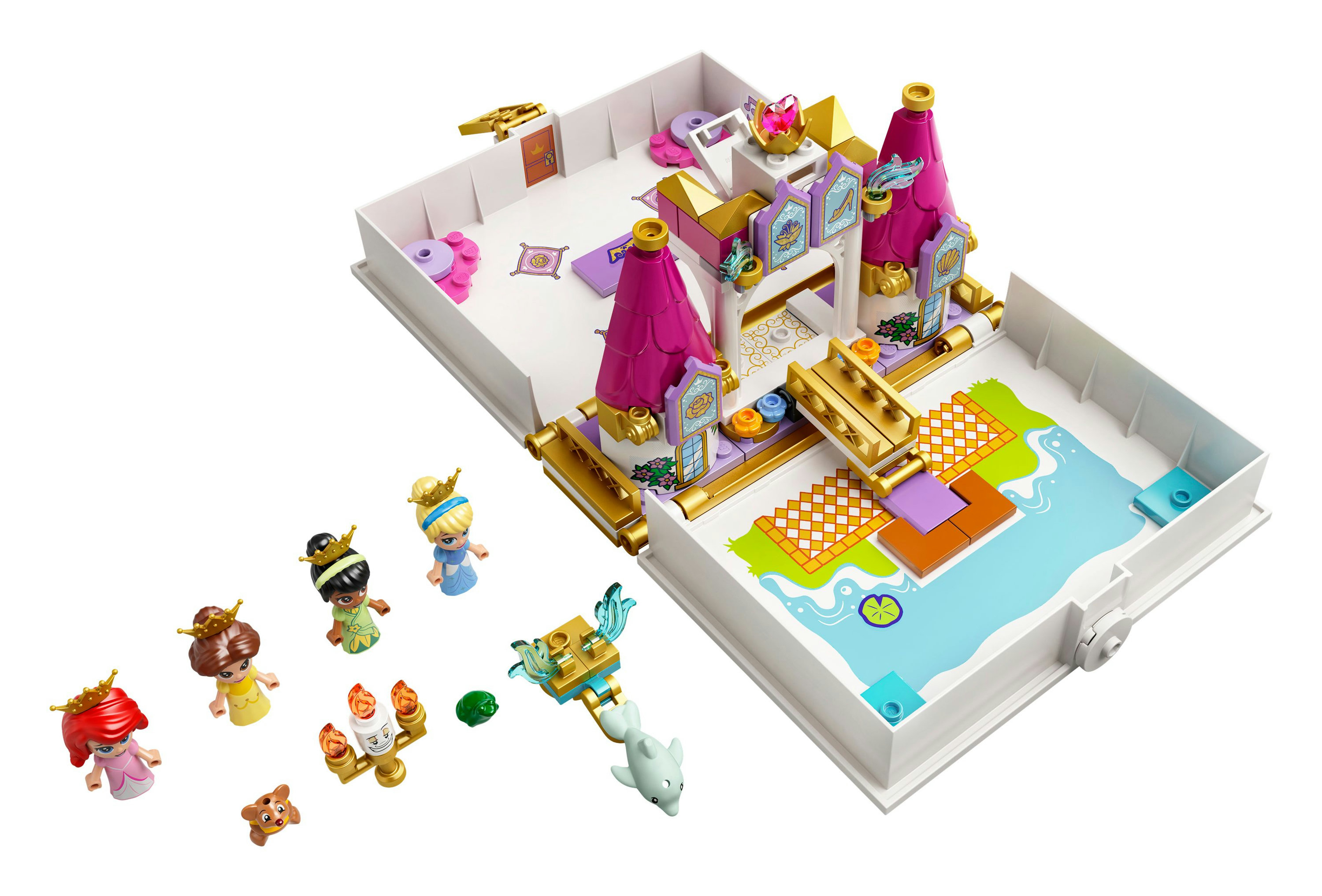 Libro Lego Disney Princess con castillo dentro, figuras y accesorios.