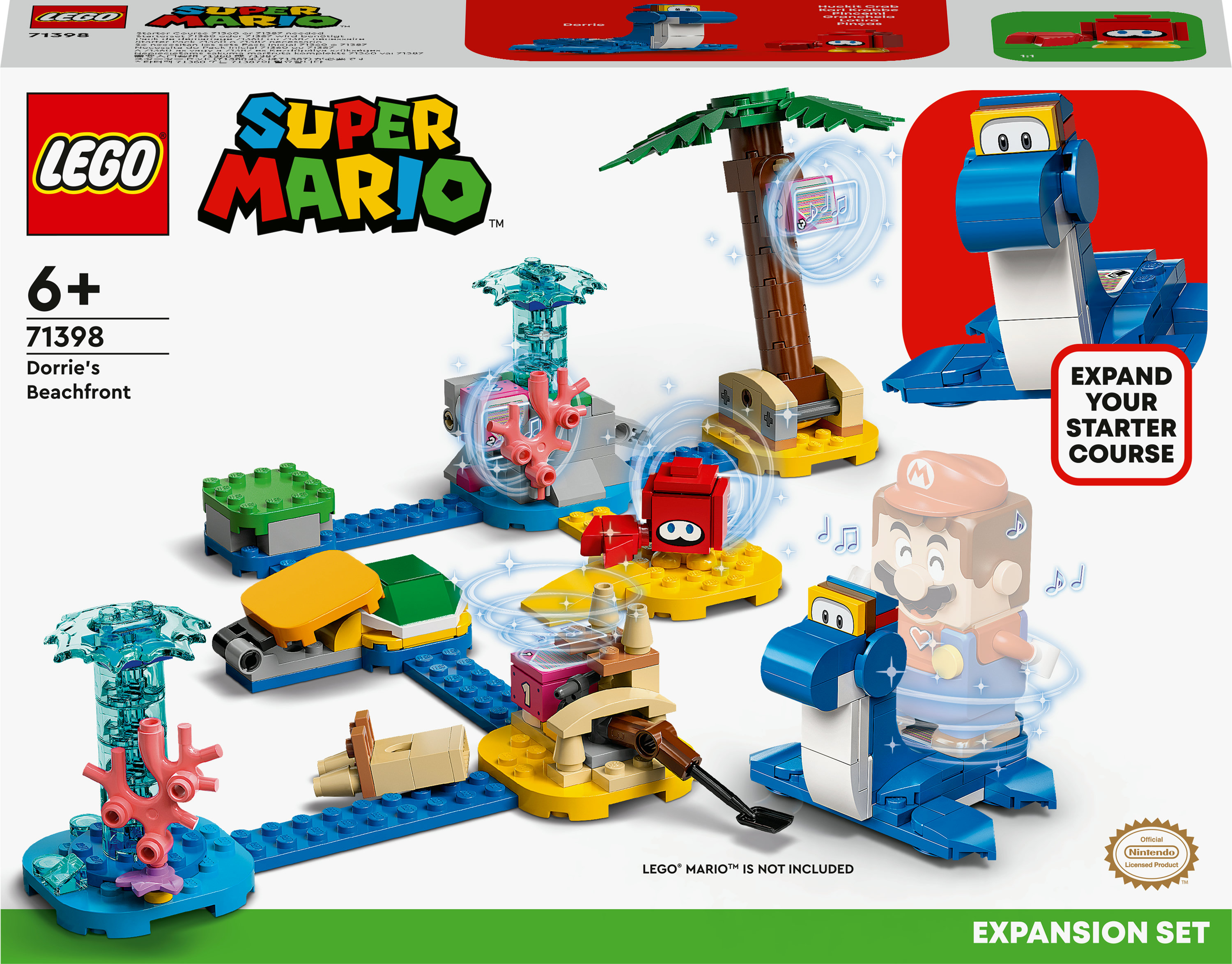 LEGO Super Mario Set: Dorries Strand. Mit Figuren, Palmen und Strandelementen.