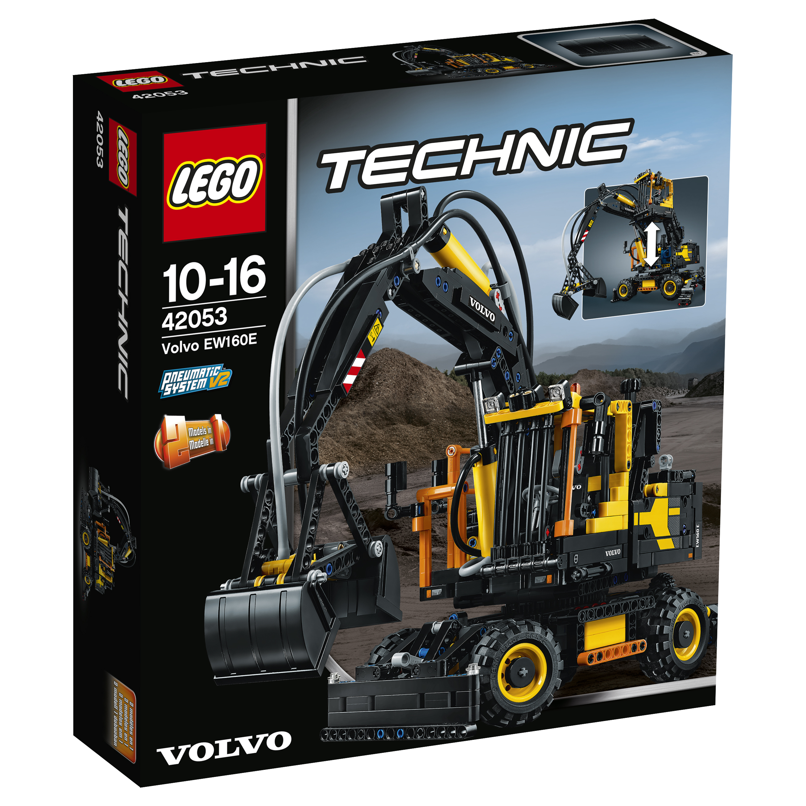 Een Lego Technic Volvo EW160E set. Het is een bouwmachine. Inclusief de doos.