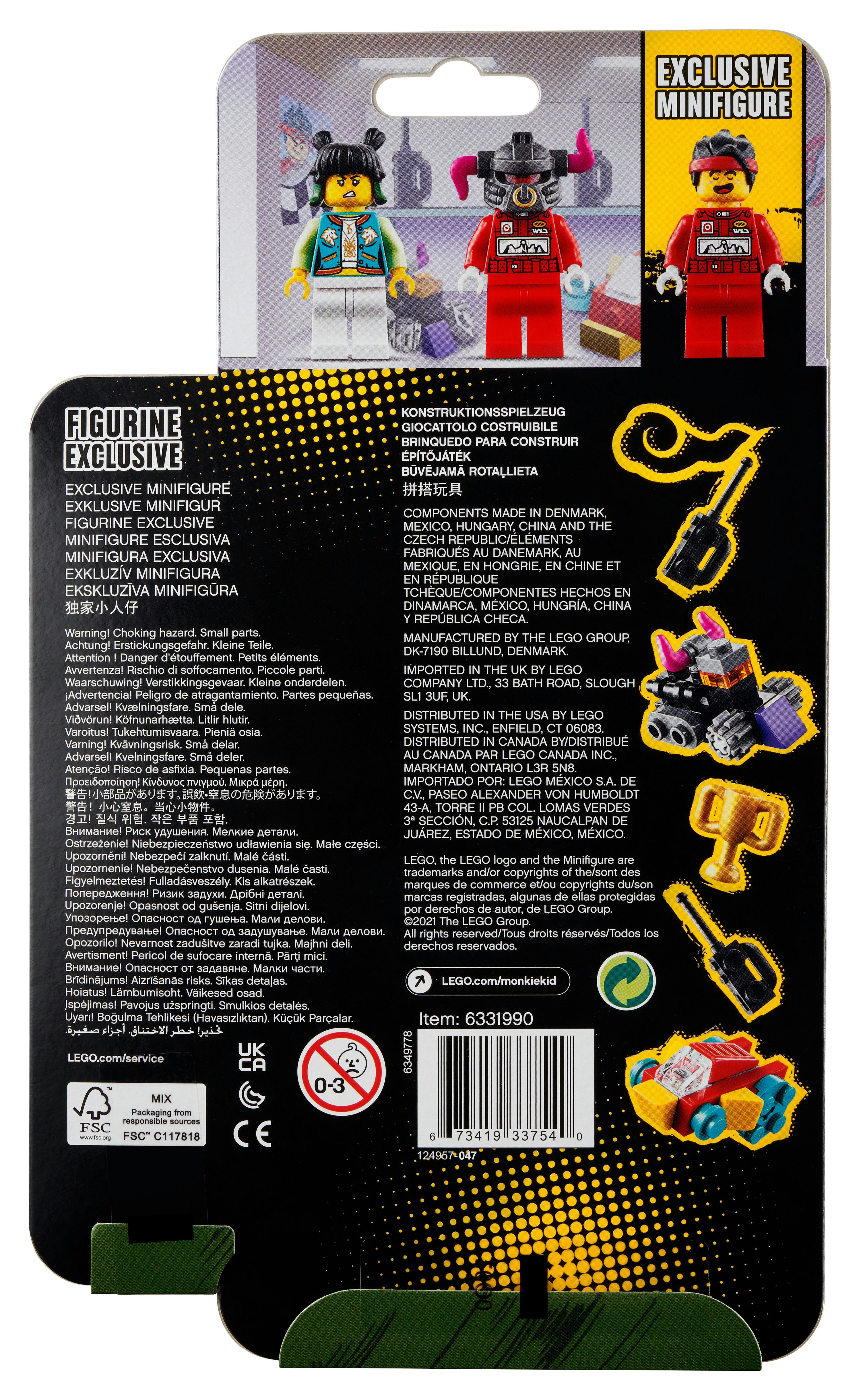 Confezione posteriore LEGO con immagini di minifigure esclusive e vari accessori giocattolo.