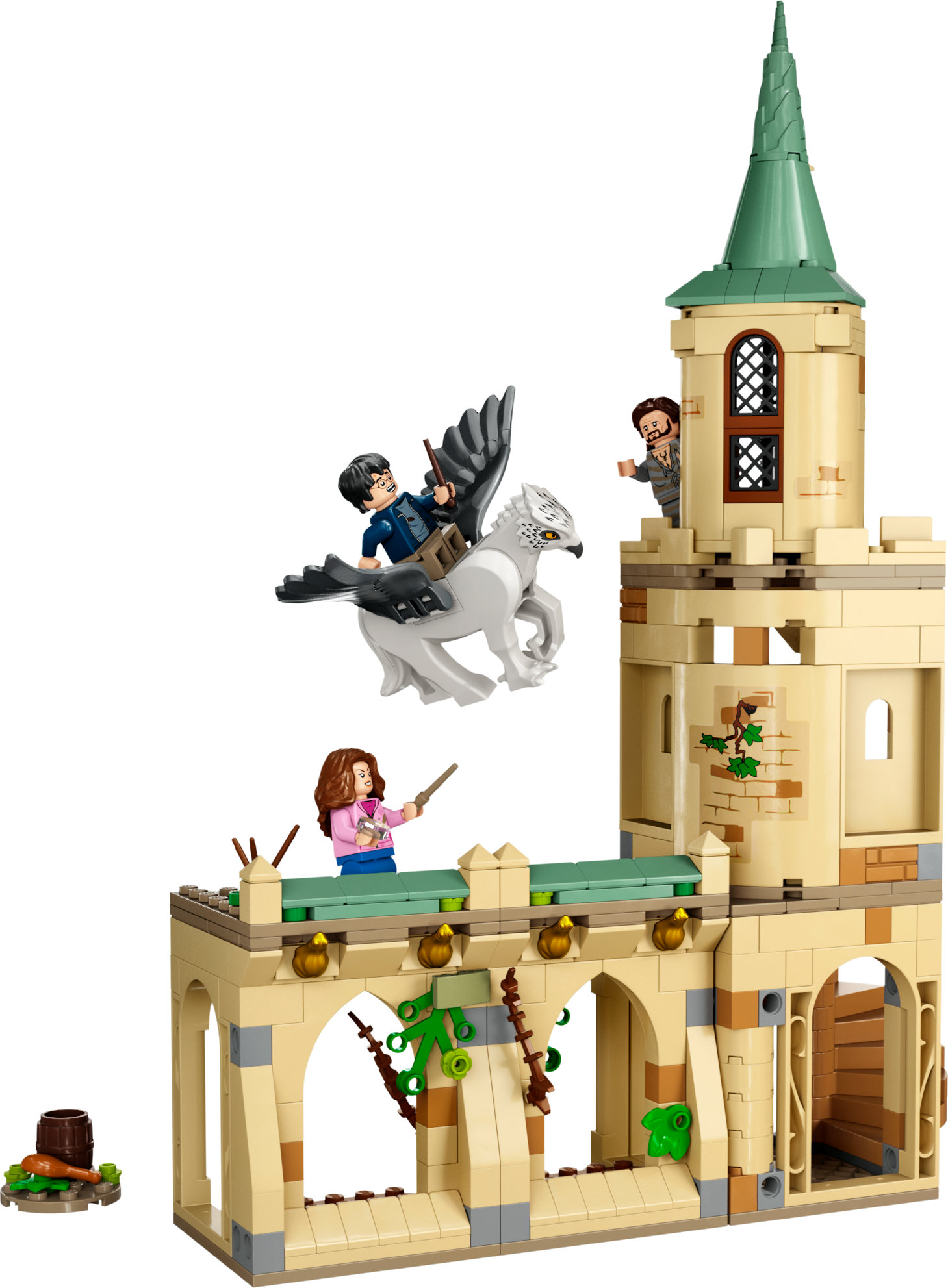 Lego set met Harry Potter karakters en een toren.