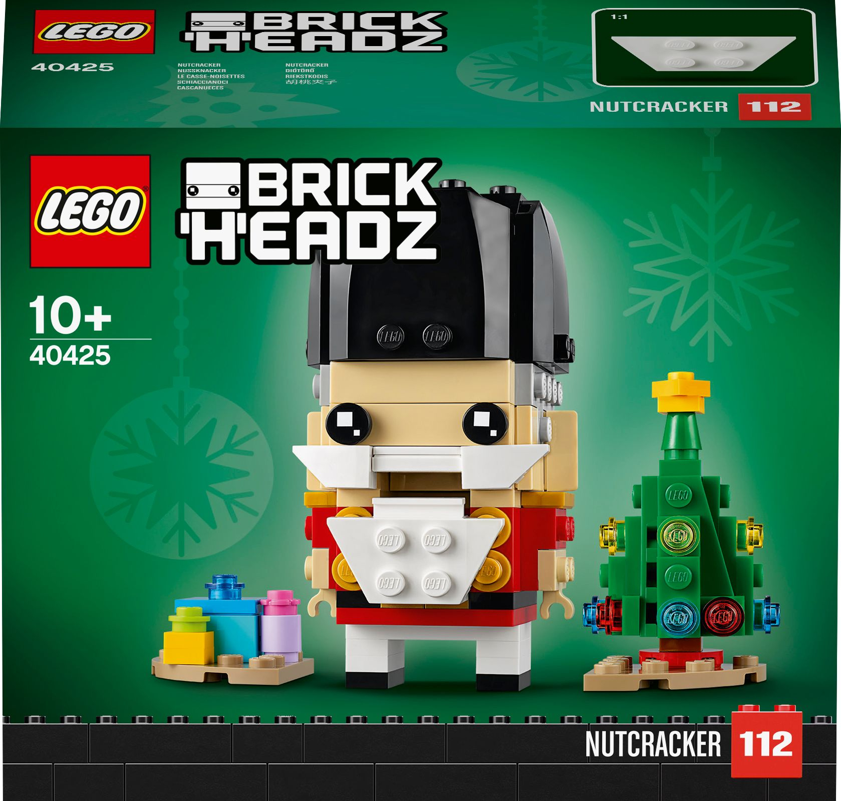 Lego BrickHeadz Nutcracker set box. Nutcracker figure, christmas tree and presents are visible.