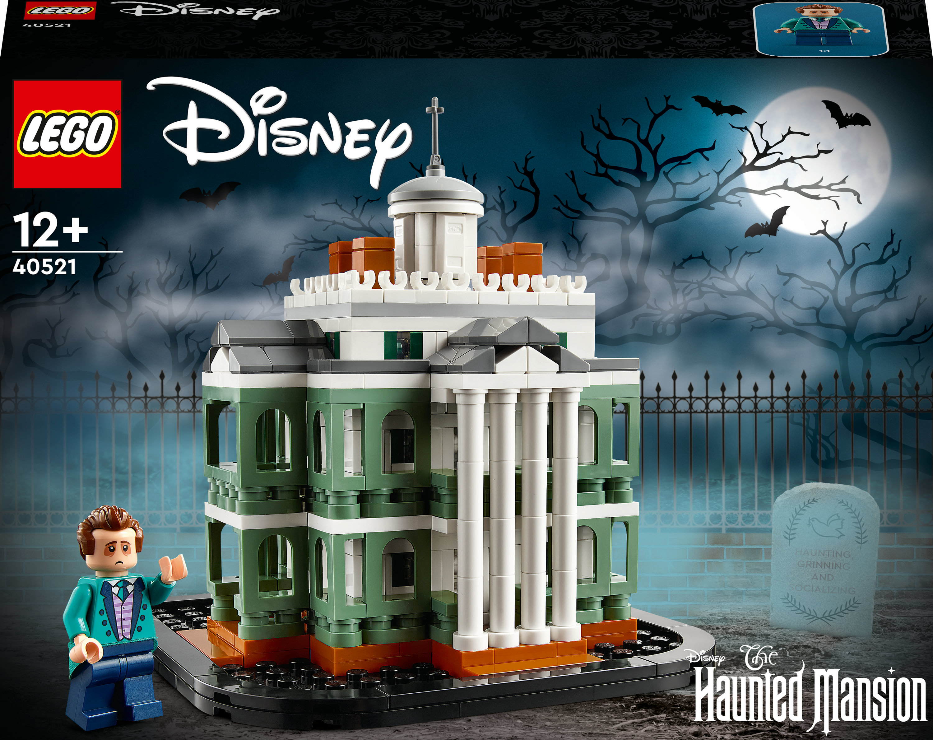 Zestaw LEGO Disney The Haunted Mansion. Zawiera szczegółowy model rezydencji, minifigurkę i upiorne elementy.