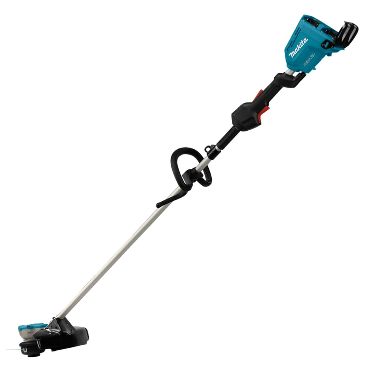 Ein Akku-Trimmer von Makita auf weißem Hintergrund.