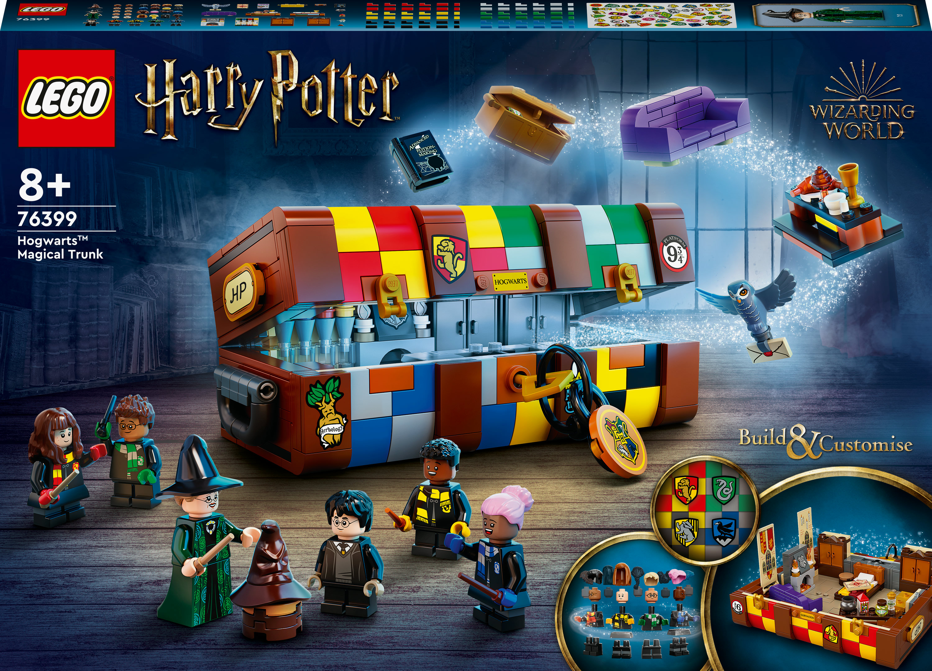 Lego Harry Potter set met figuren, koffer en accessoires.