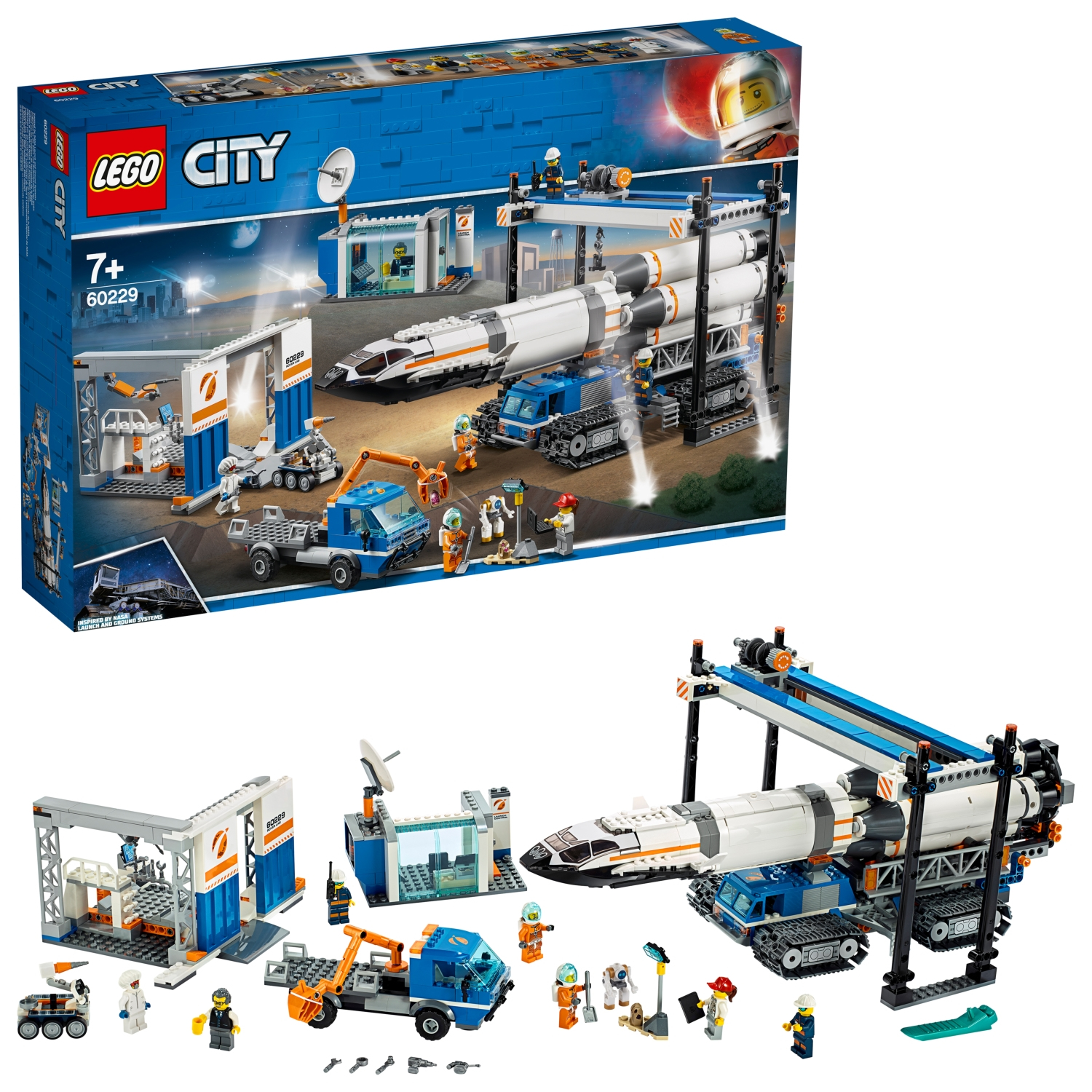 Set Lego City: Centro di lancio di razzi con razzo e veicoli.