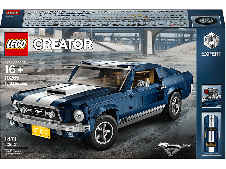 Juego de construcción  - Set de construcción LEGO Creator Expert Ford Mustang - Azul oscuro con motor Big-Block 390 V8 LEGO