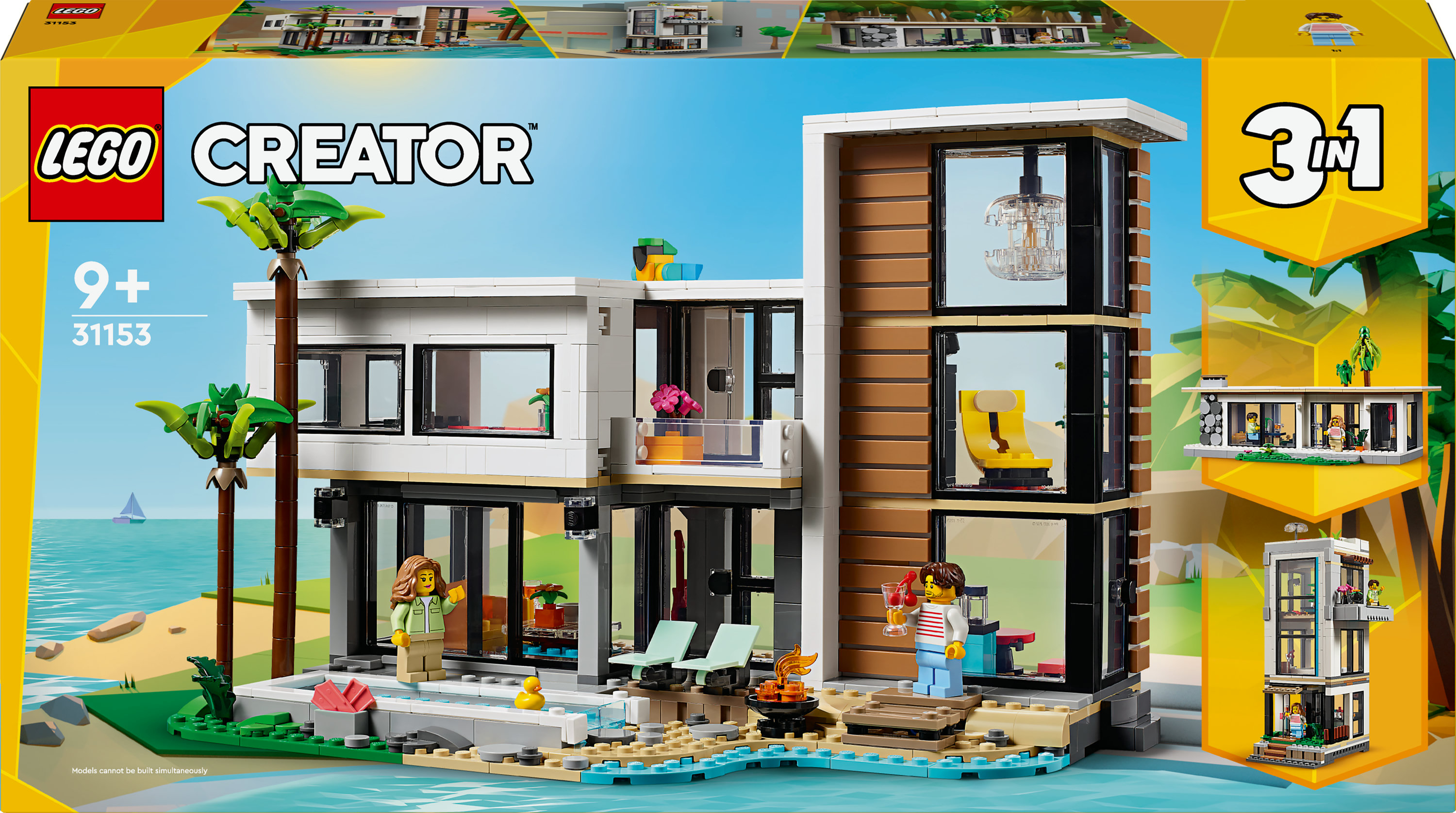 Havuzlu ve çiftli modern bir evin Lego Creator seti.