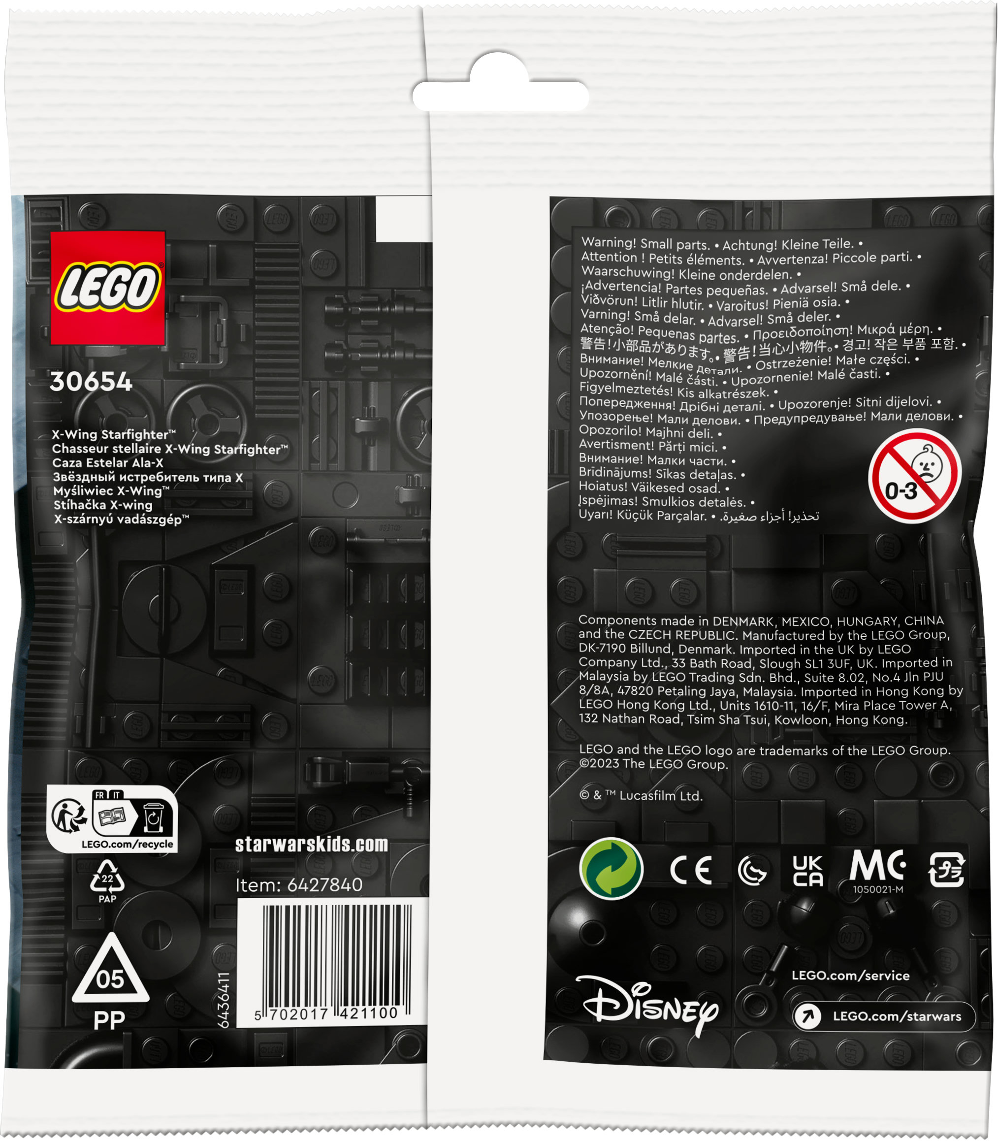 Confezione del set Lego Star Wars con istruzioni e avvertenze.