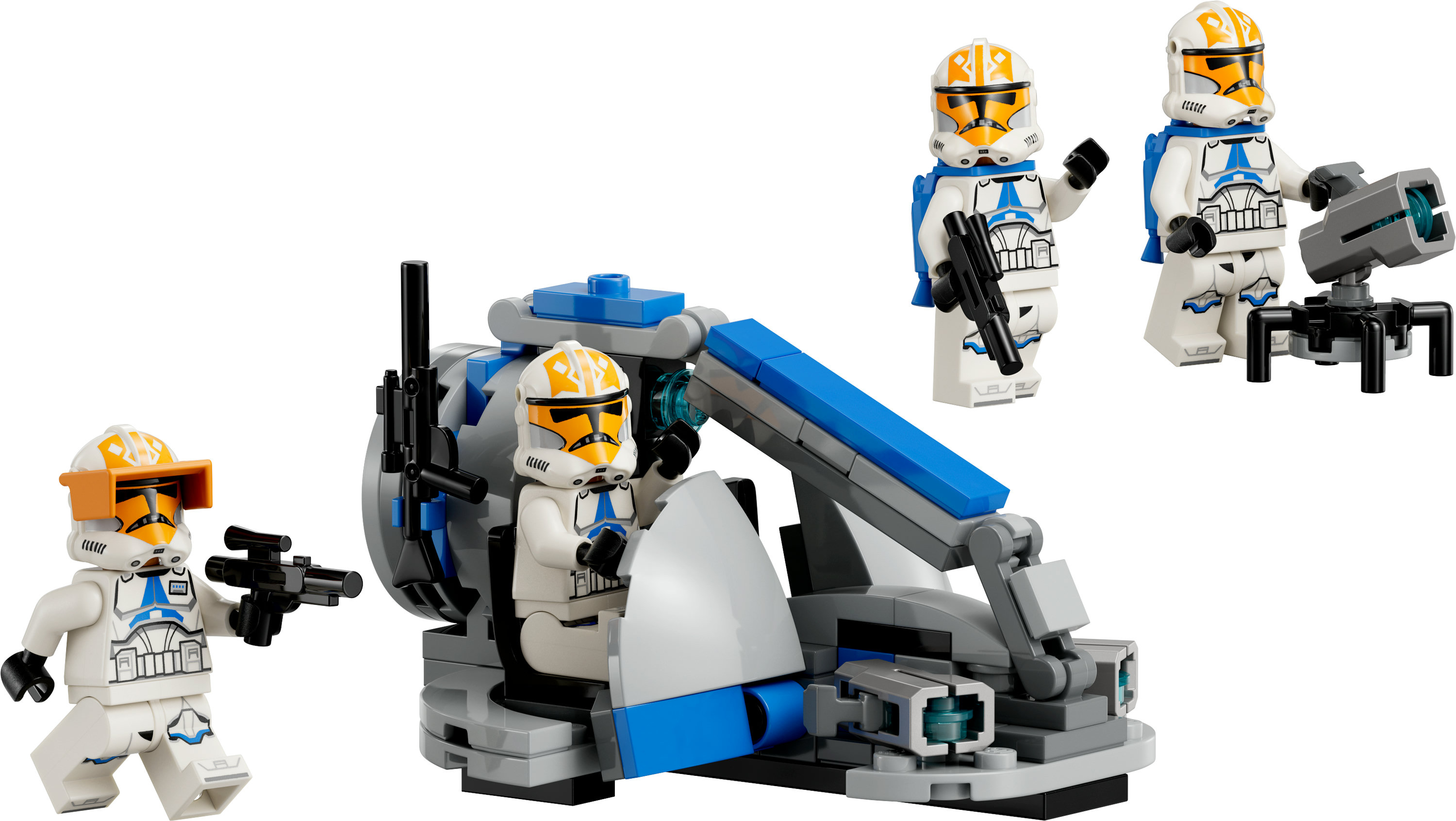 Lego Star Wars set met kloontroepen, een voertuig en een wapen.