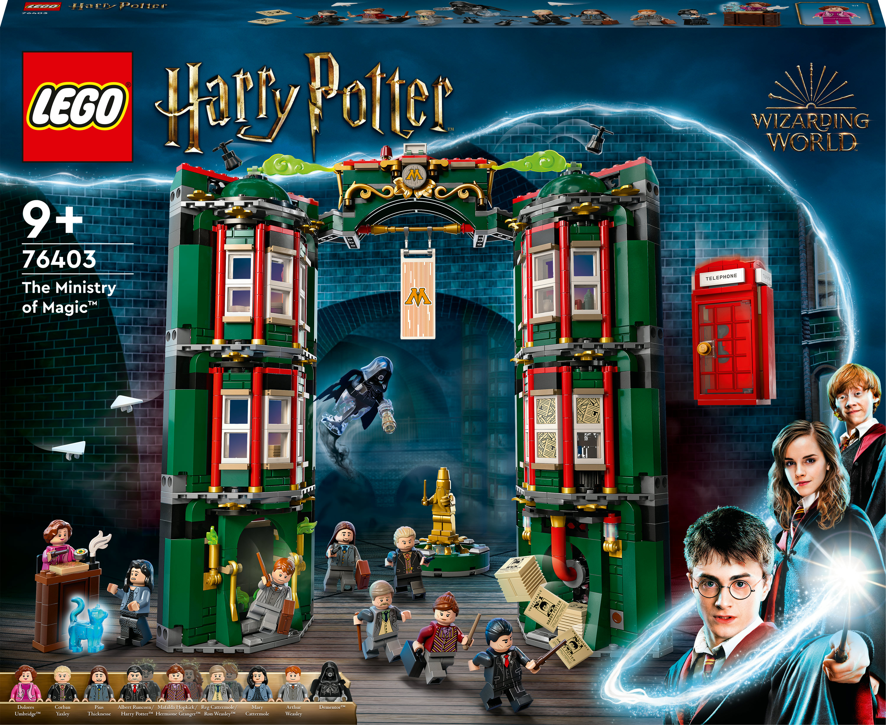 Lego-Set von Harry Potters Zaubereiministerium mit Figuren von Charakteren.