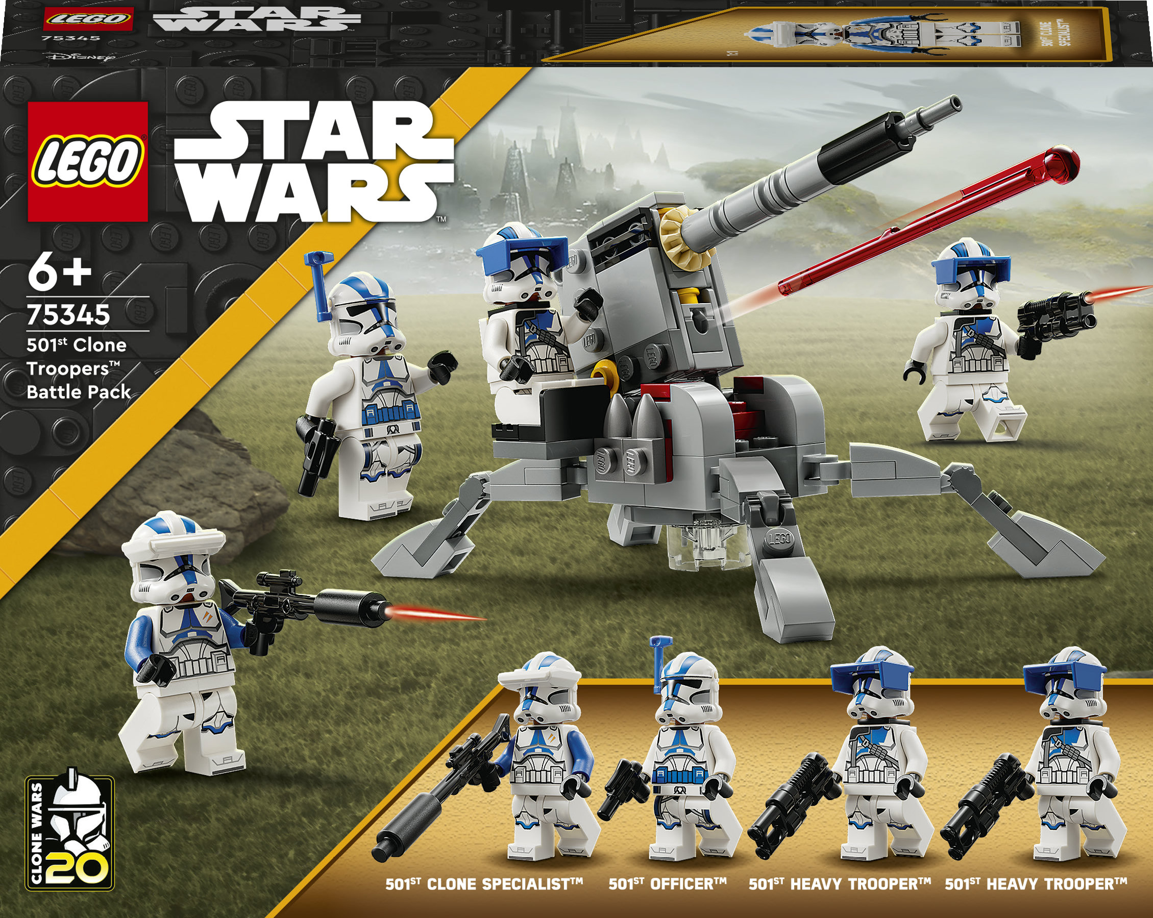 Lego Star Wars Set mit Klonkriegern, Kanone und Battle-Pack-Elementen.