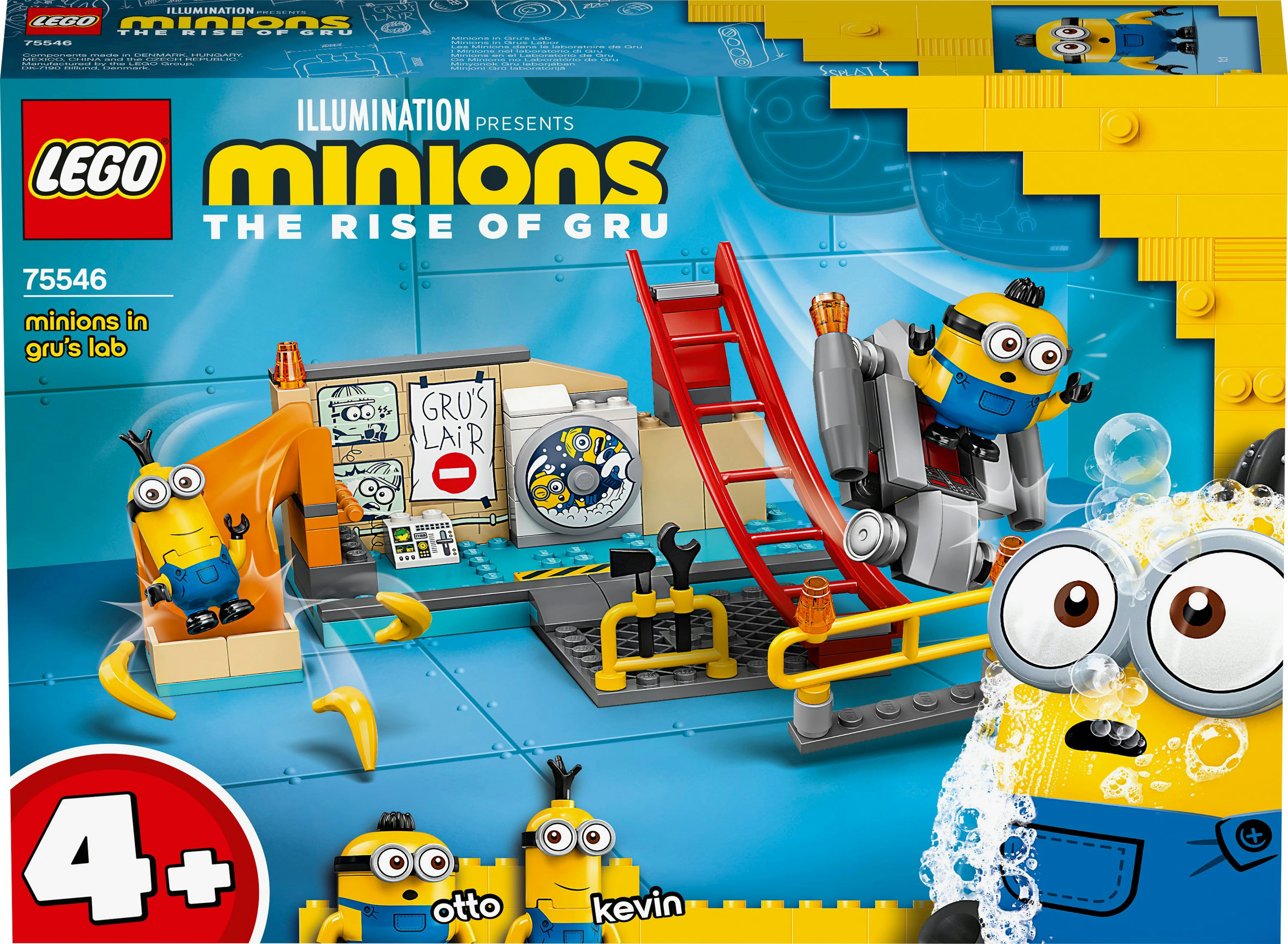 LEGO Minions The Rise of Gru Set Box. Mit den Minions, Grus Labor und anderen thematischen Elementen.