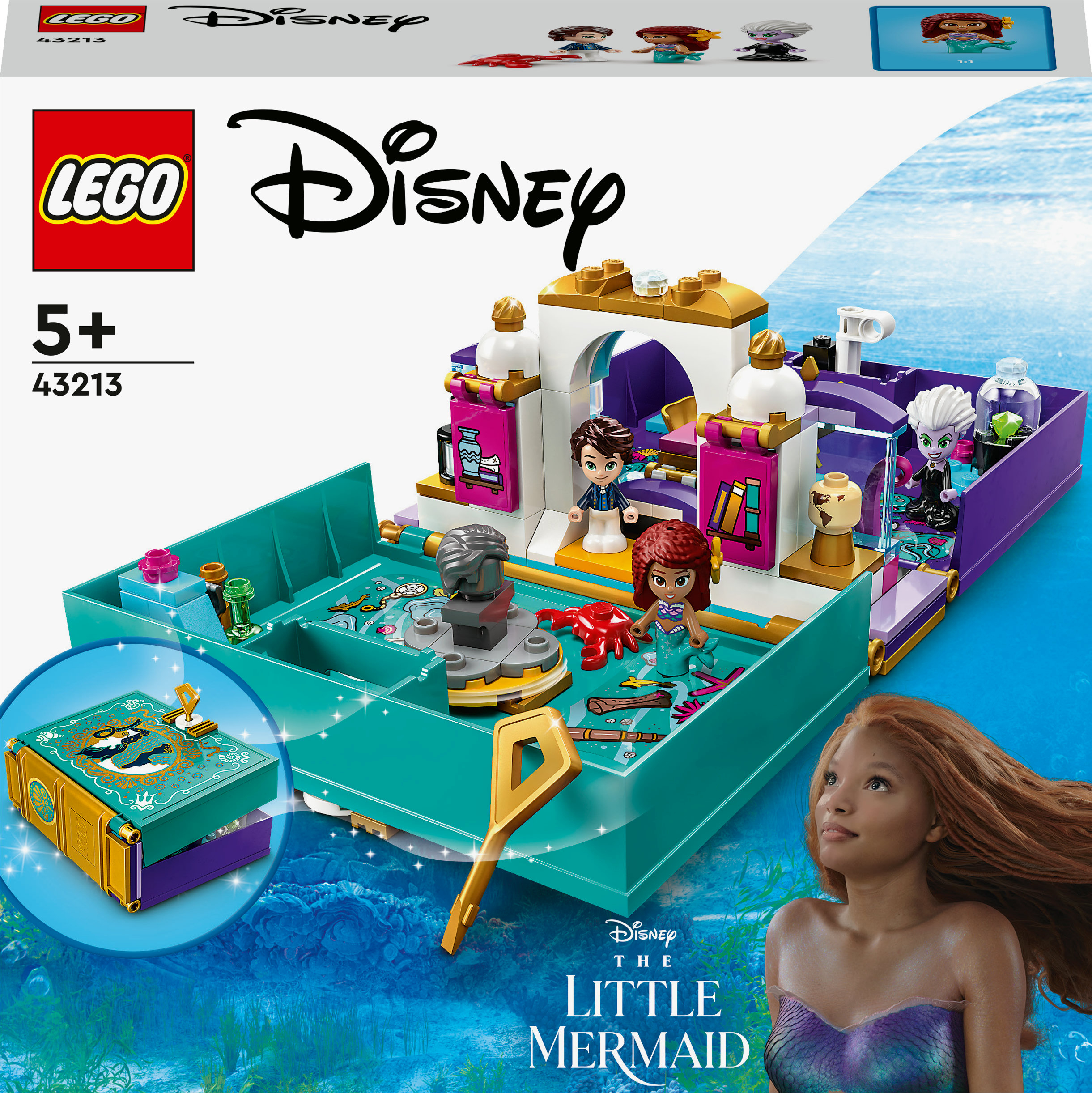 Caja del set Lego Disney de La Sirenita, con Ariel y otros personajes, y un cofre del tesoro.