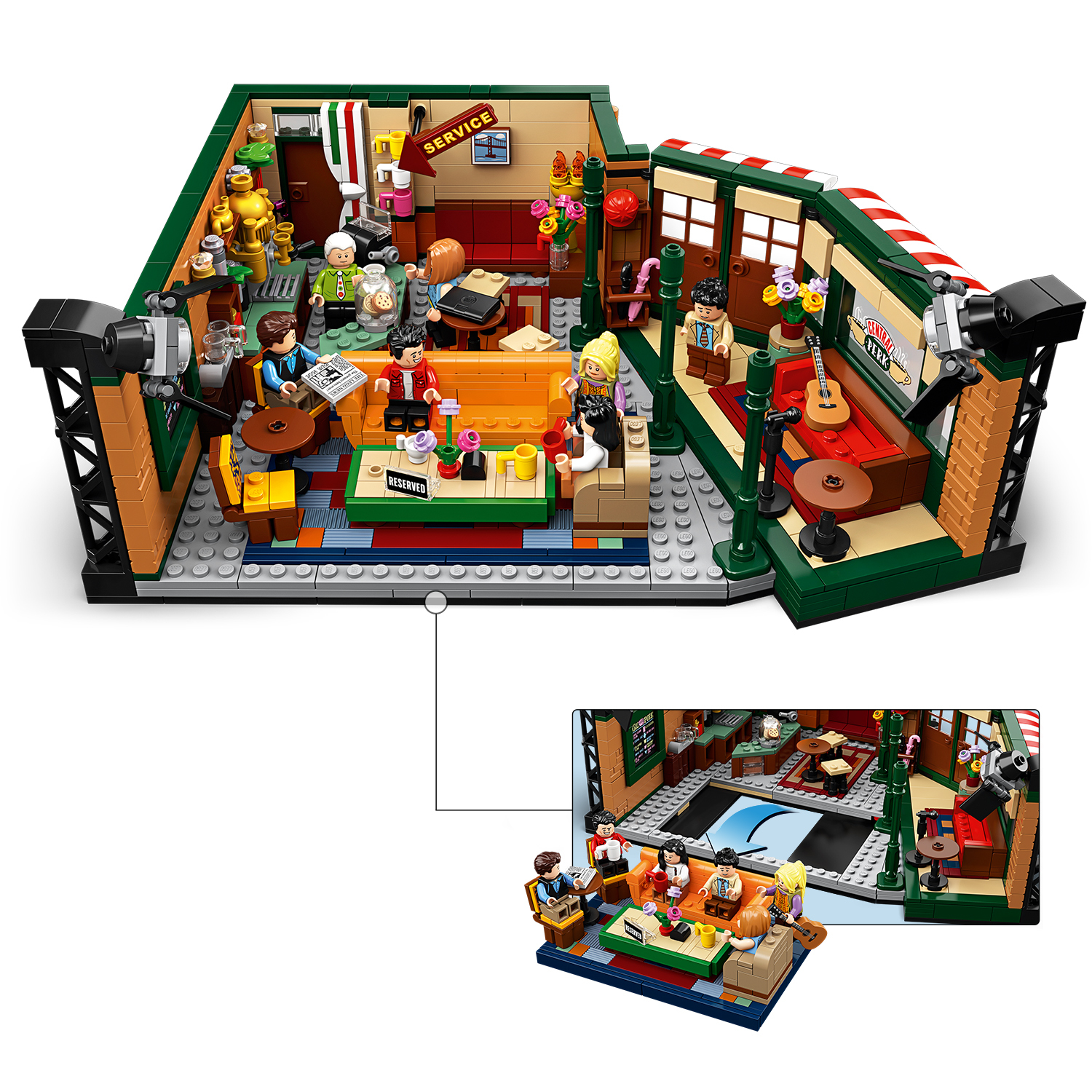 Zestaw Lego Friends Central Perk. Zestaw zawiera figurki, meble i kultowe elementy z serialu.