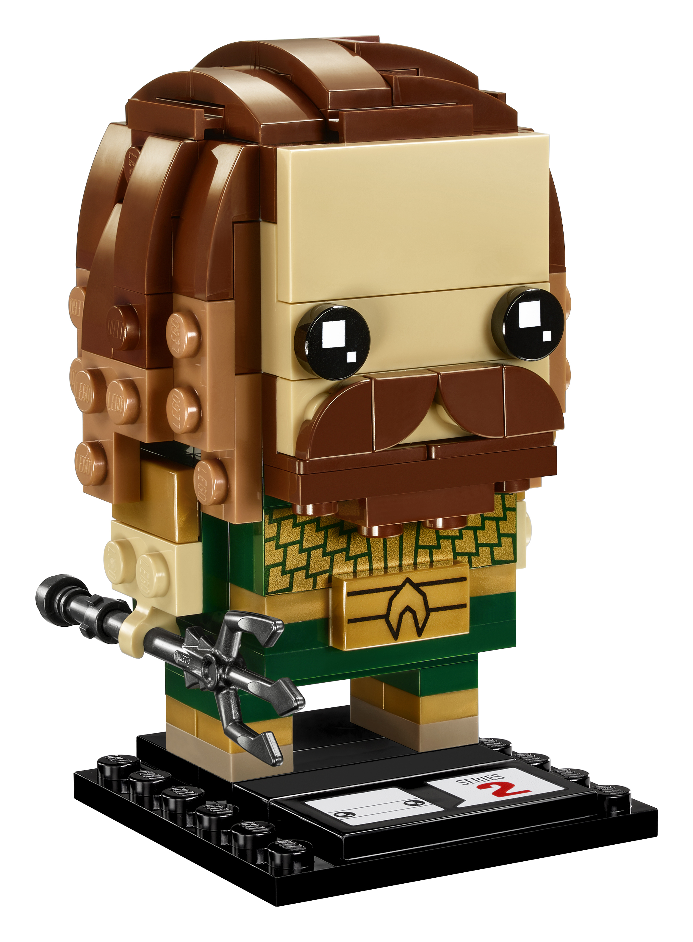 Lego Aquaman BrickHeadz. To szczegółowe popiersie Aquamana z trójzębem.
