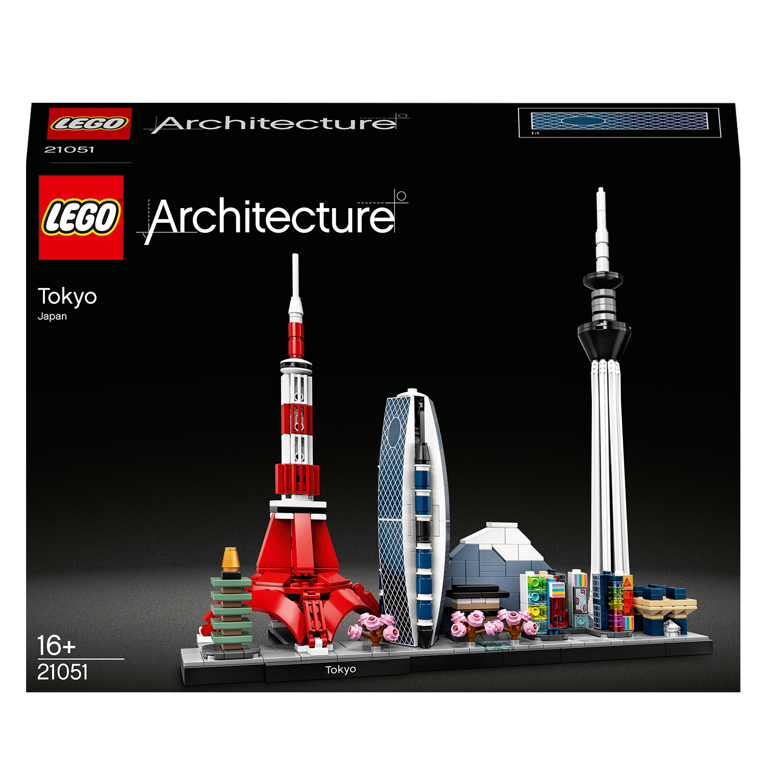 Lego Architecture Tokyo Set-Box. Skyline mit Gebäuden und Lego-Logo.