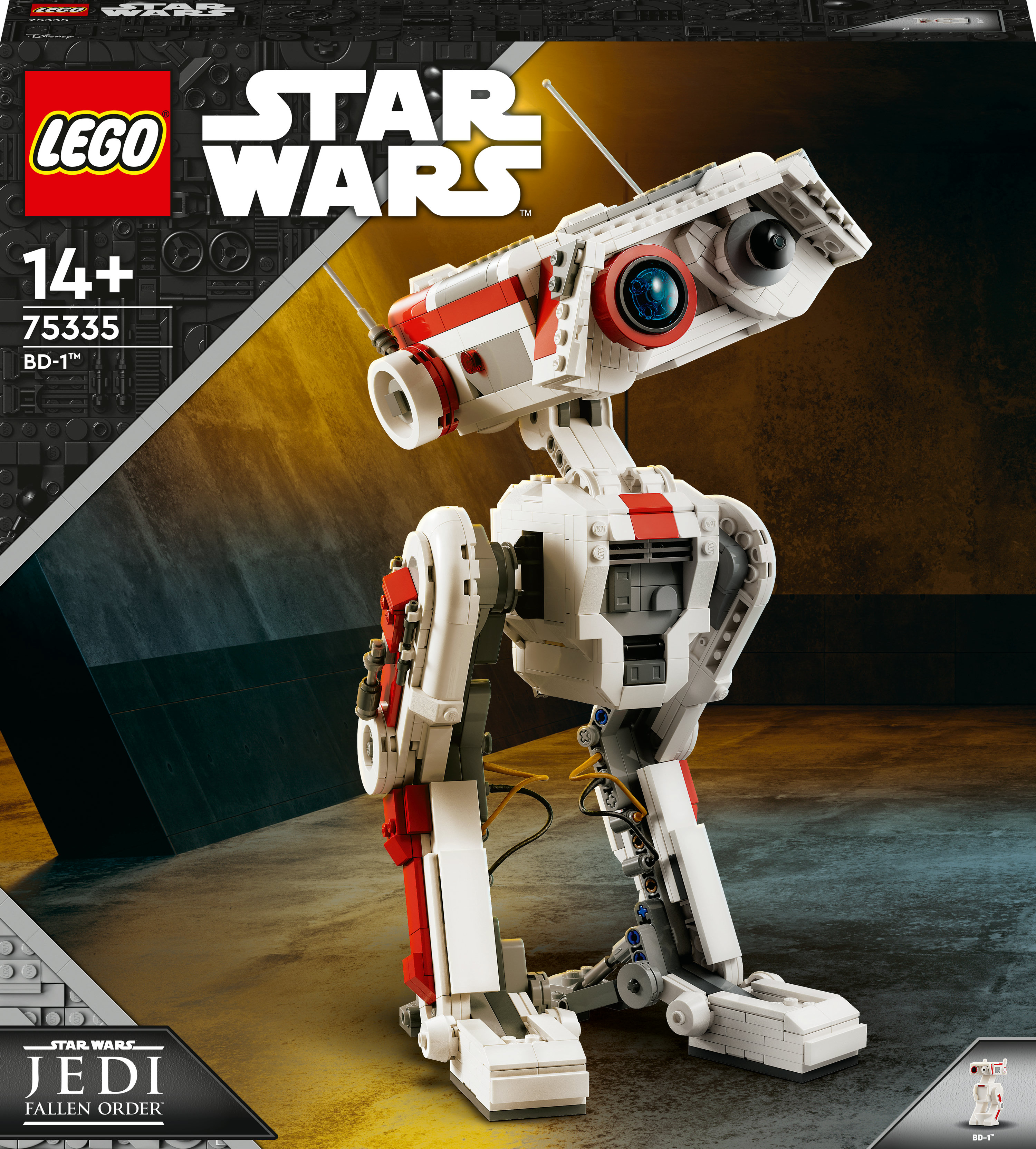 Beyaz ve kırmızı BD-1 droidini gösteren Lego Star Wars kutusu. Kutuda Star Wars logosu var.