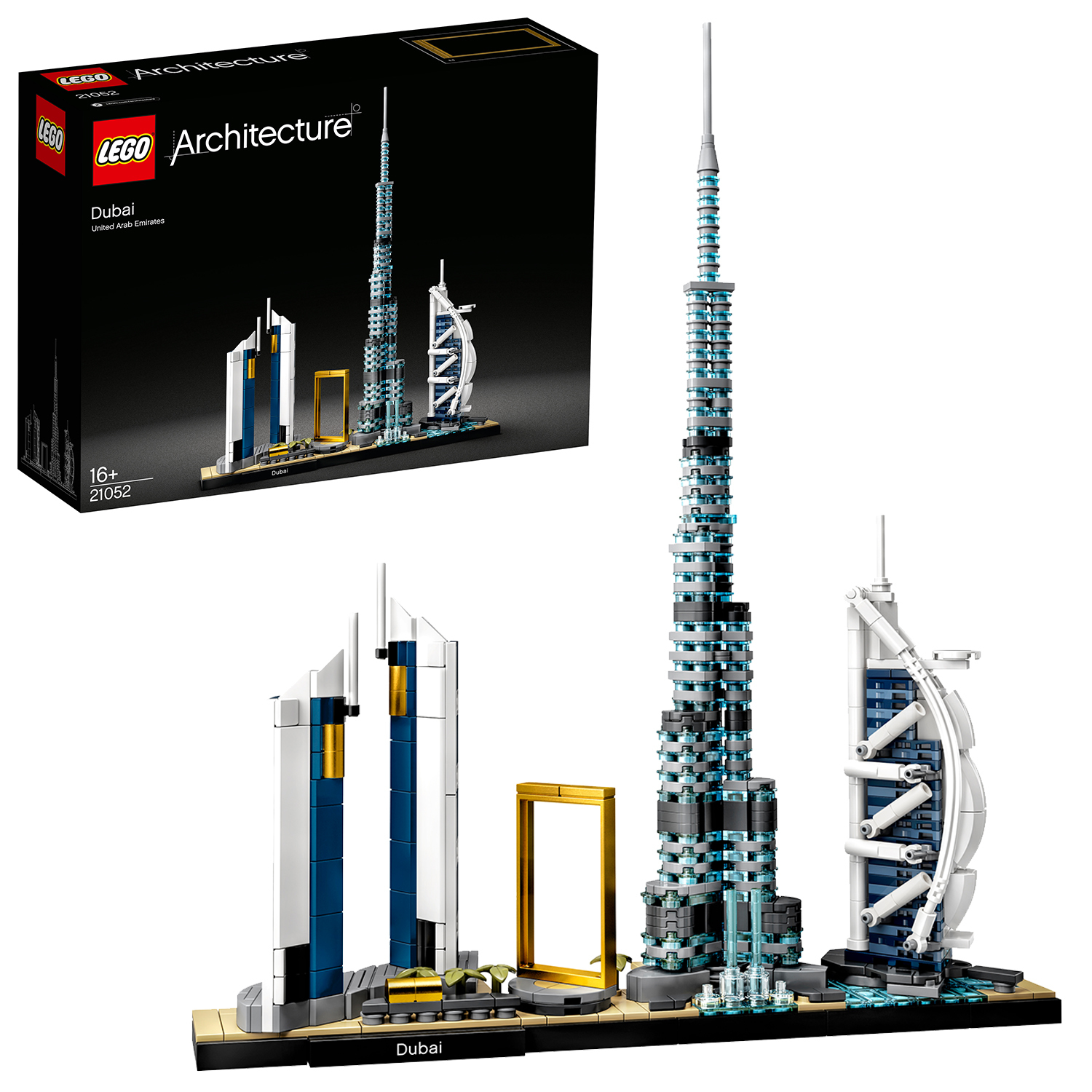 Lego Architecture Dubai Set-Box. Skyline von Dubai mit Burj Khalifa und anderen Gebäuden.