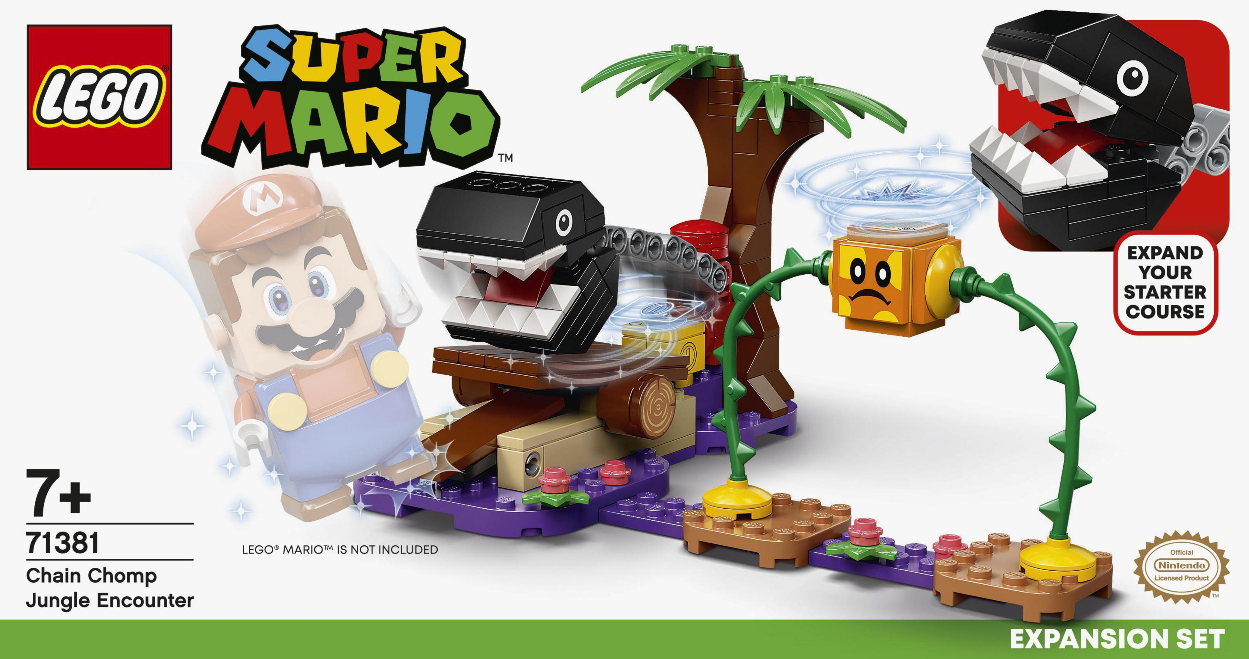 Set LEGO Super Mario con un Chain Chomp, un'ambientazione nella giungla e una figura di Mario.