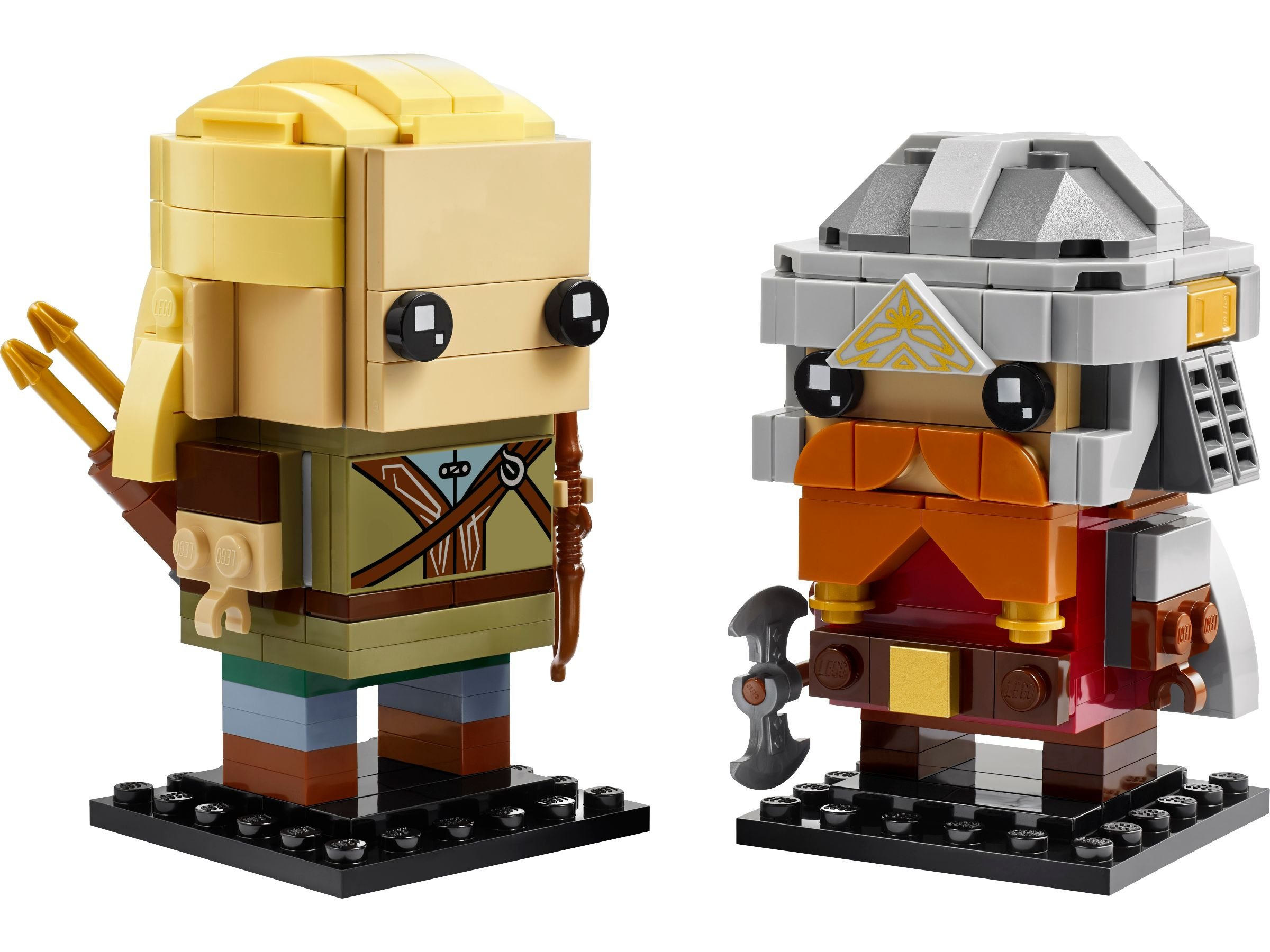Personaggi LEGO BrickHeadz: Due figure di nani, su basi nere.