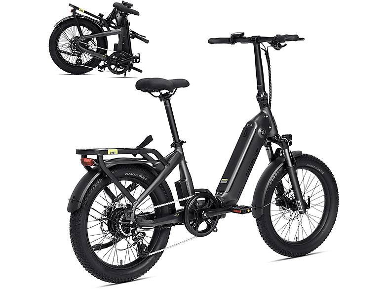 DERUIZ E-Bike Peridot 20*4,0 zoll Klappfahrrad Elektrofahrrad 500wh Faltrad Ebike Kompakt-/Faltrad (Laufradgröße: 20 Zoll, Rahmenhöhe: 36 cm, Unisex-Rad, 500 Wh, Dark Graphite)