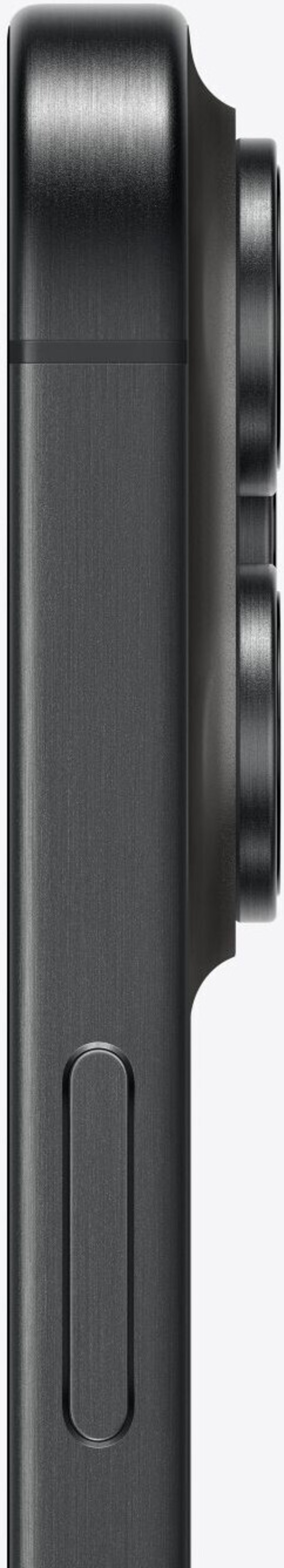 Widok z boku czarnego smartfona, ukazujący obiektywy aparatu i boczne przyciski.