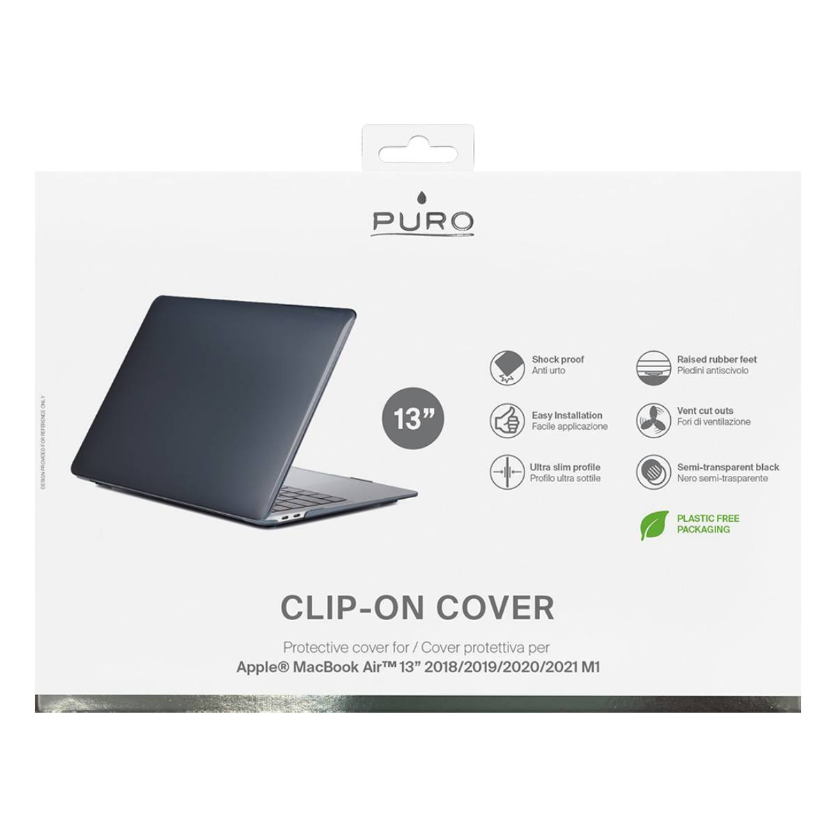 Laptoptas: zwart, open. Witte achtergrond, met tekst en afbeeldingen over de kenmerken en het merk van de tas.