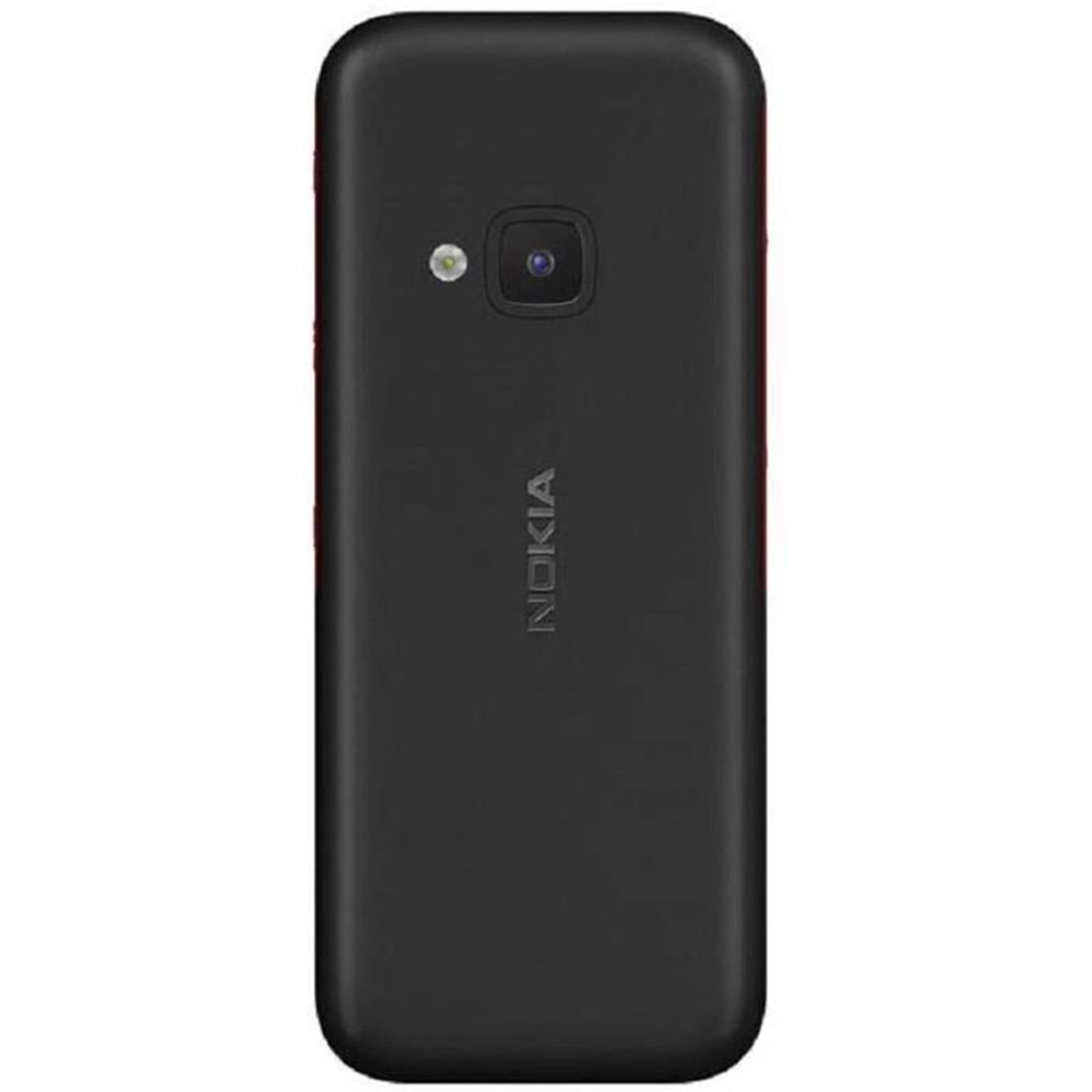 Schwarzes Nokia-Telefon, Rückansicht, mit Kamera und Markenname.