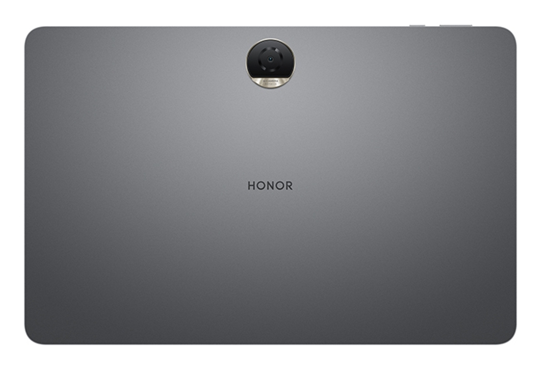 Retro di un tablet grigio con una fotocamera e la parola HONOR sotto la fotocamera.
