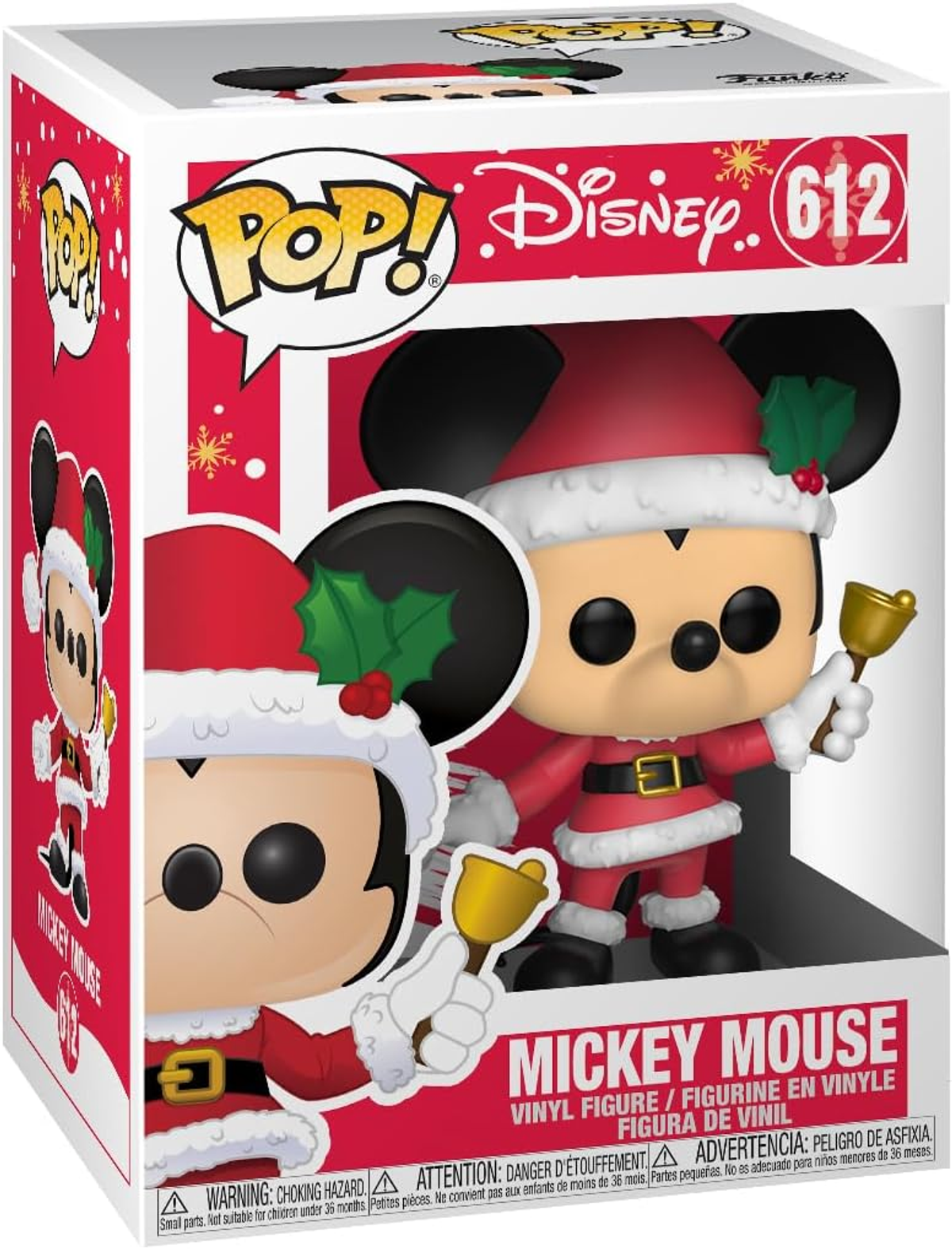 Statuetta di Natale di Topolino in una scatola, con una campana.