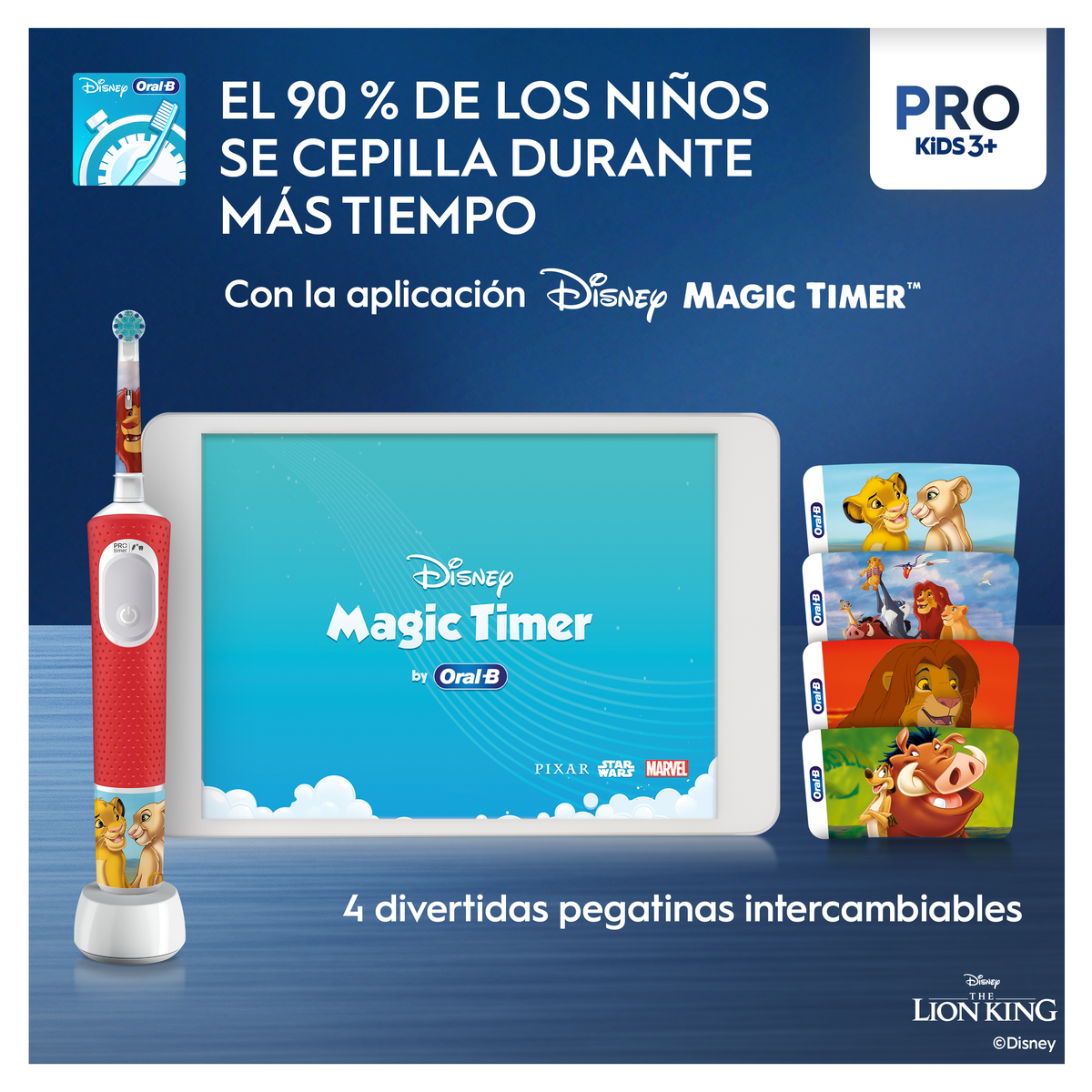 Spazzolino Oral B Disney e app con adesivi del Re Leone.
