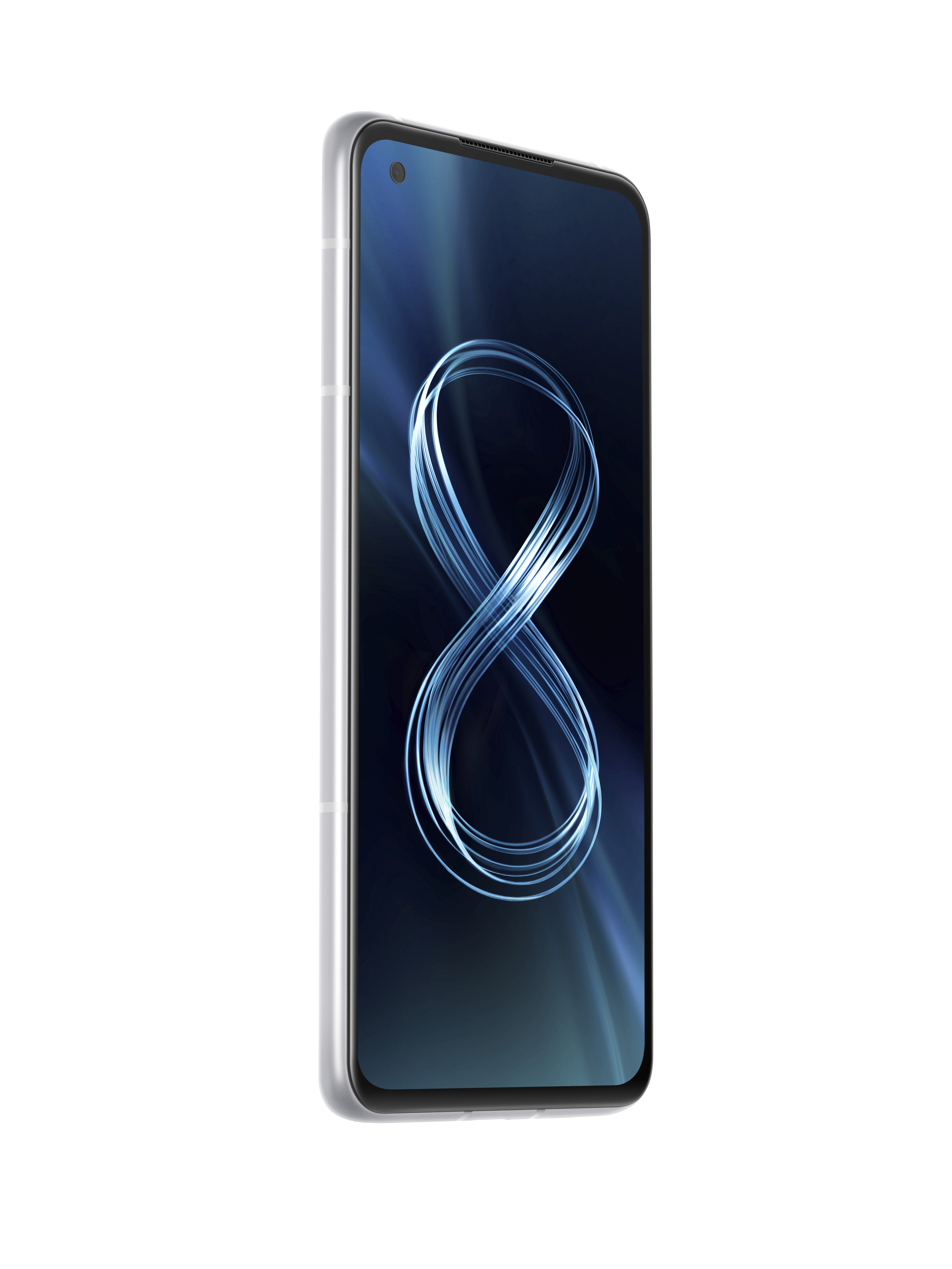 Smartphone mit Bildschirm, der ein blaues Unendlichkeitszeichen zeigt.