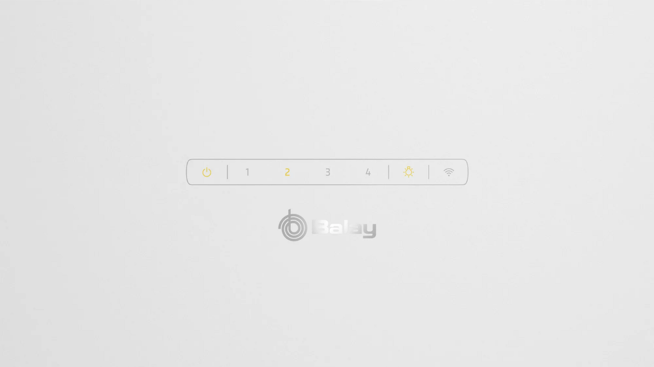 Panel blanco con varios iconos y el nombre Balay. Los iconos incluyen encendido, configuración y señales wifi.