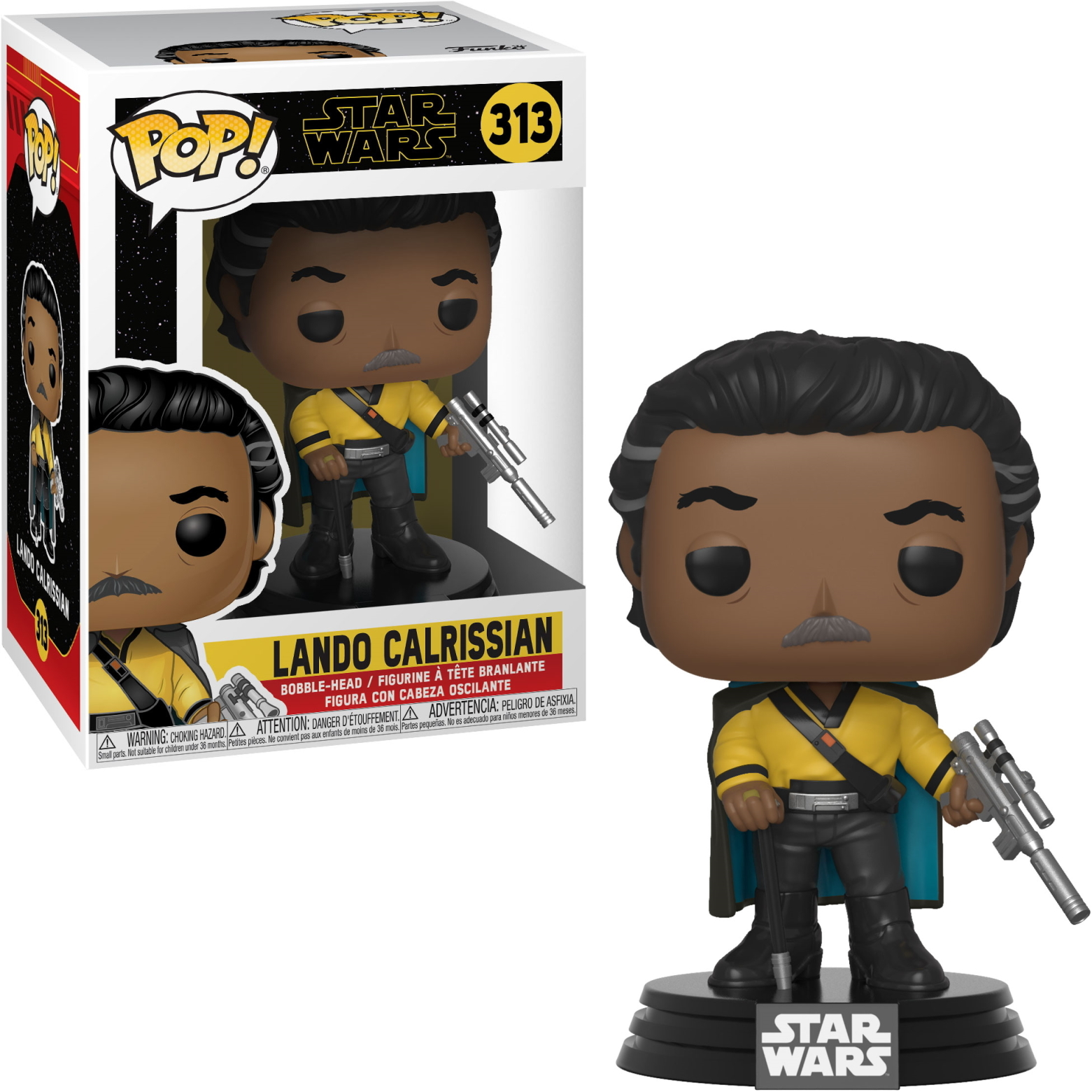 Figura di Lando Calrissian Pop! in una scatola.