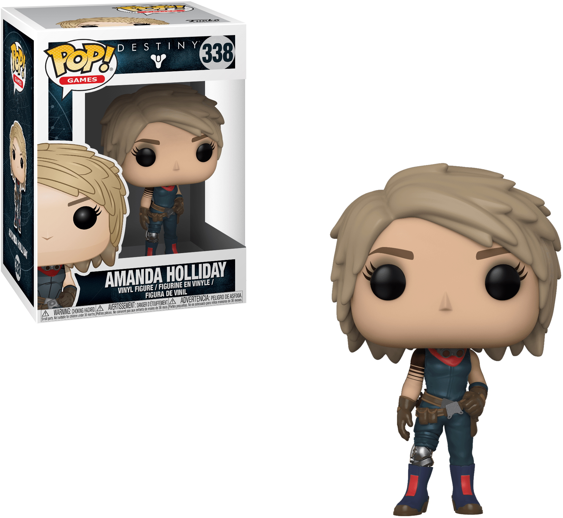 Funko Pop Figur von Amanda Holliday aus Destiny, in einer Box und außerhalb der Box.