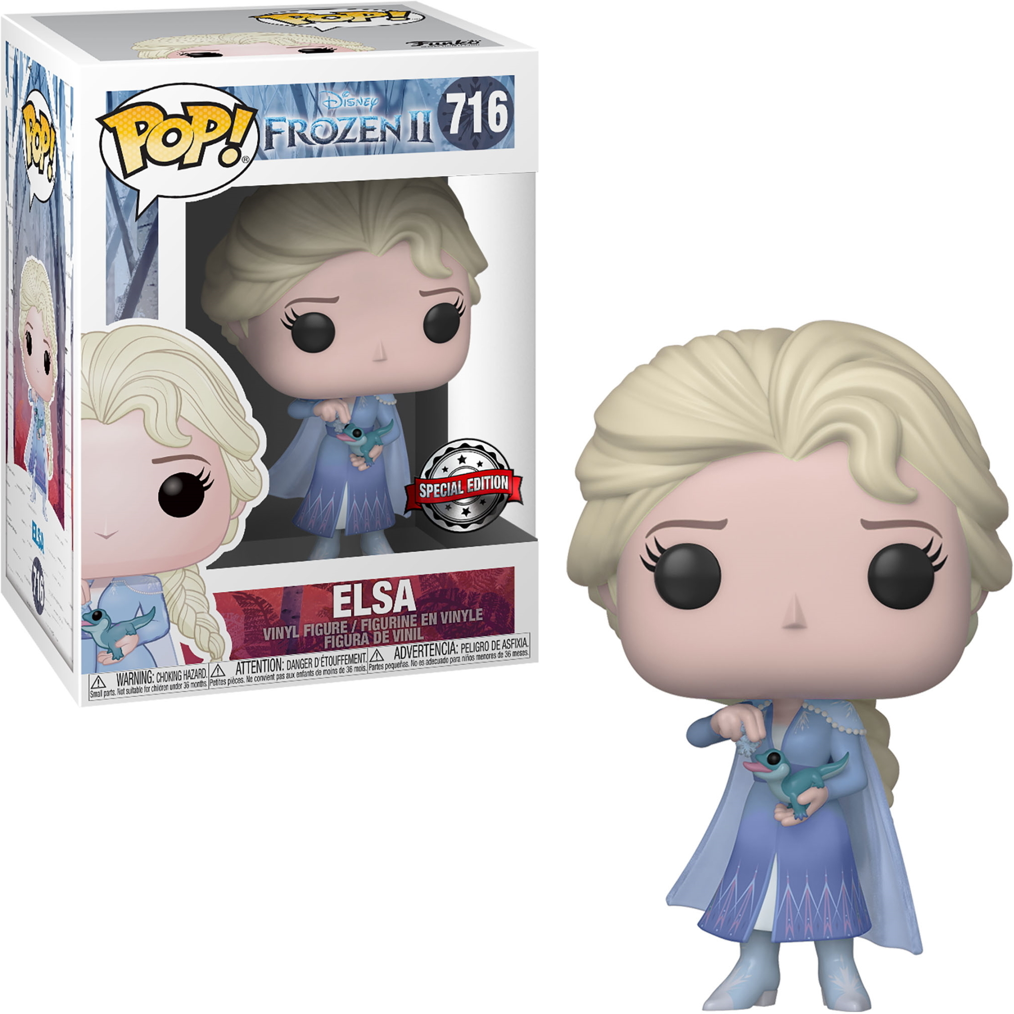 Elsa aus Frozen II Funko Pop Figur in einer Box und aus der Box.