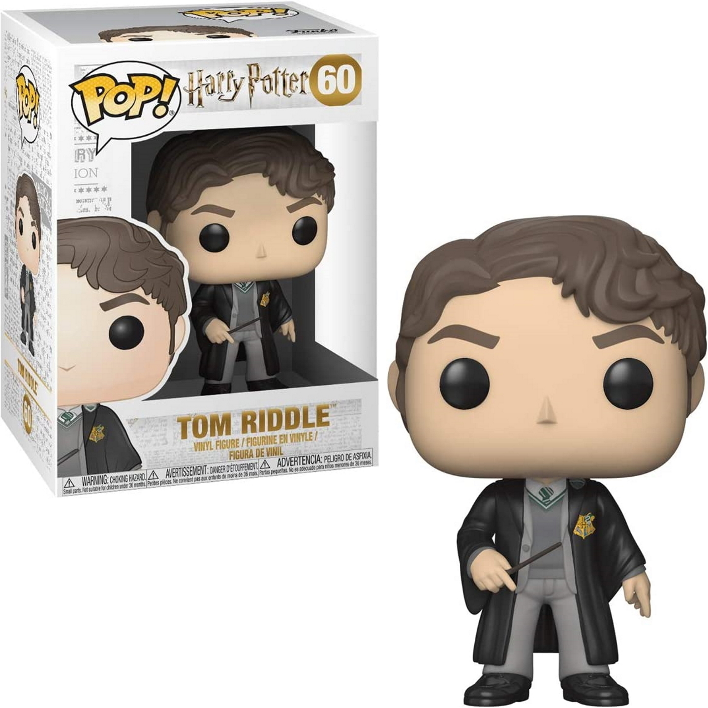 Tom Riddle Funko Pop Figur in Box und stehend. Schwarzer Umhang, Zauberstab.