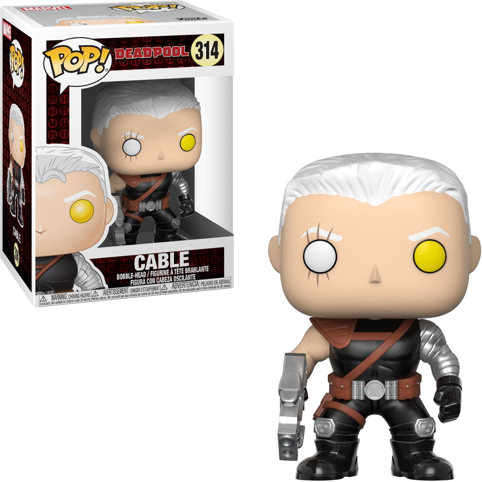 Funko Pop di Cable da Deadpool, con scatola.