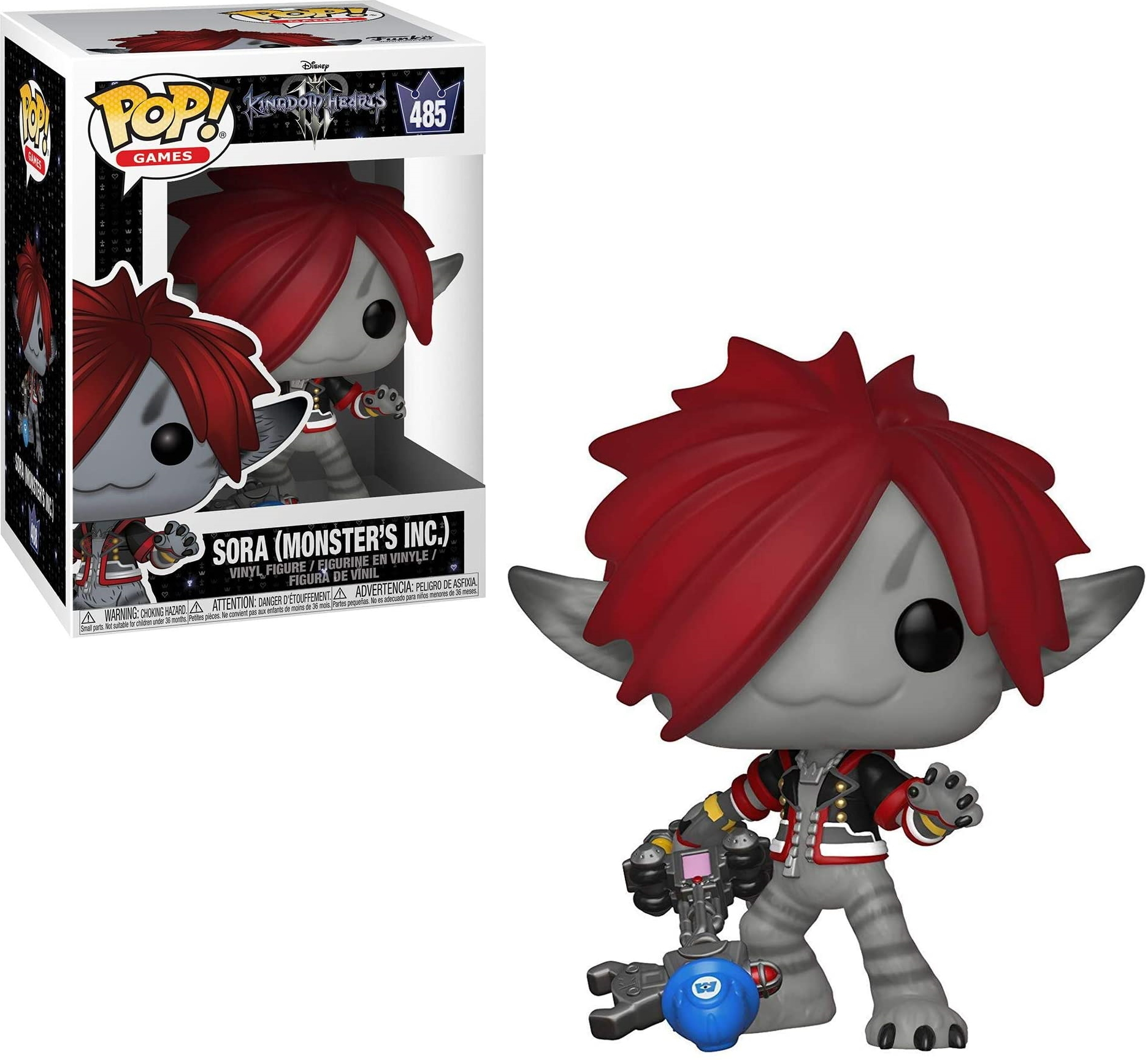 Funko Pop! von Sora aus Kingdom Hearts. Graue Figur mit roten Haaren und einem Schlüsselschwert.