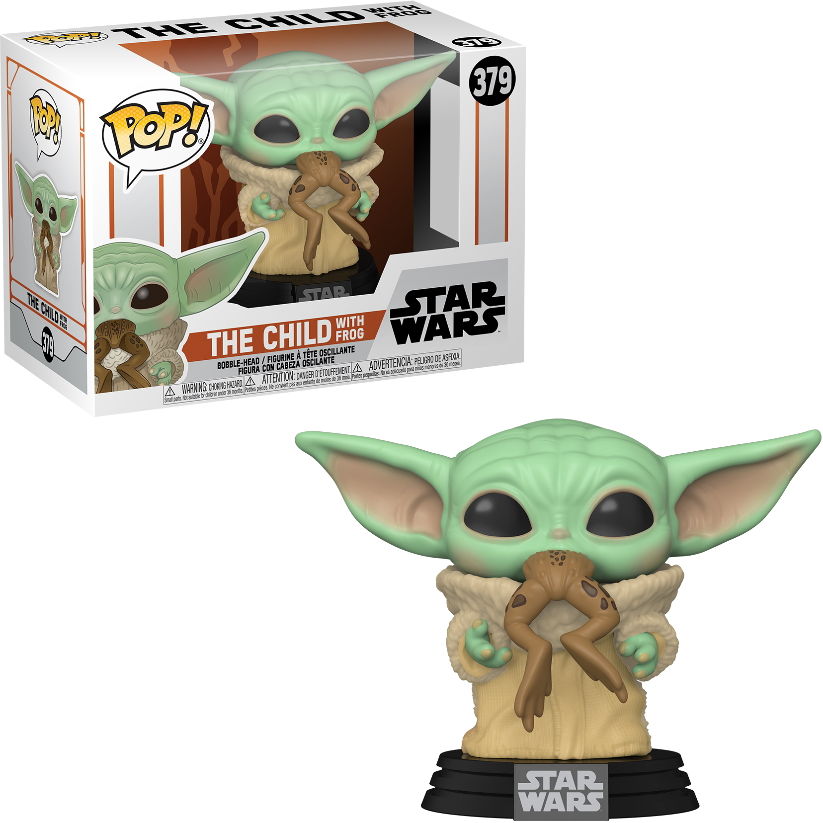 The Child with Frog Funko Pop! Figur in Box und ausgestellt.