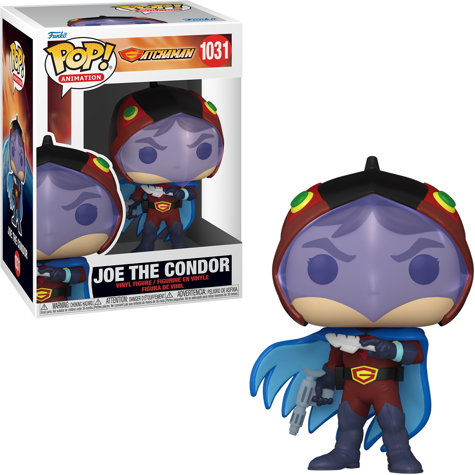 Funko Pop von Joe the Condor von The Tick. Boxed und unboxed Versionen.
