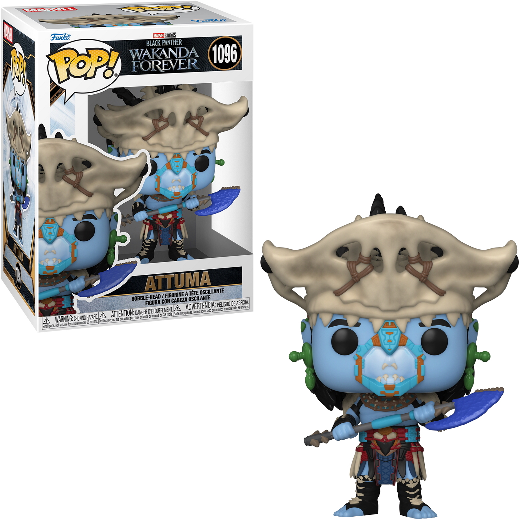 Funko Pop di Attuma da Black Panther: Wakanda Forever, con una lancia.