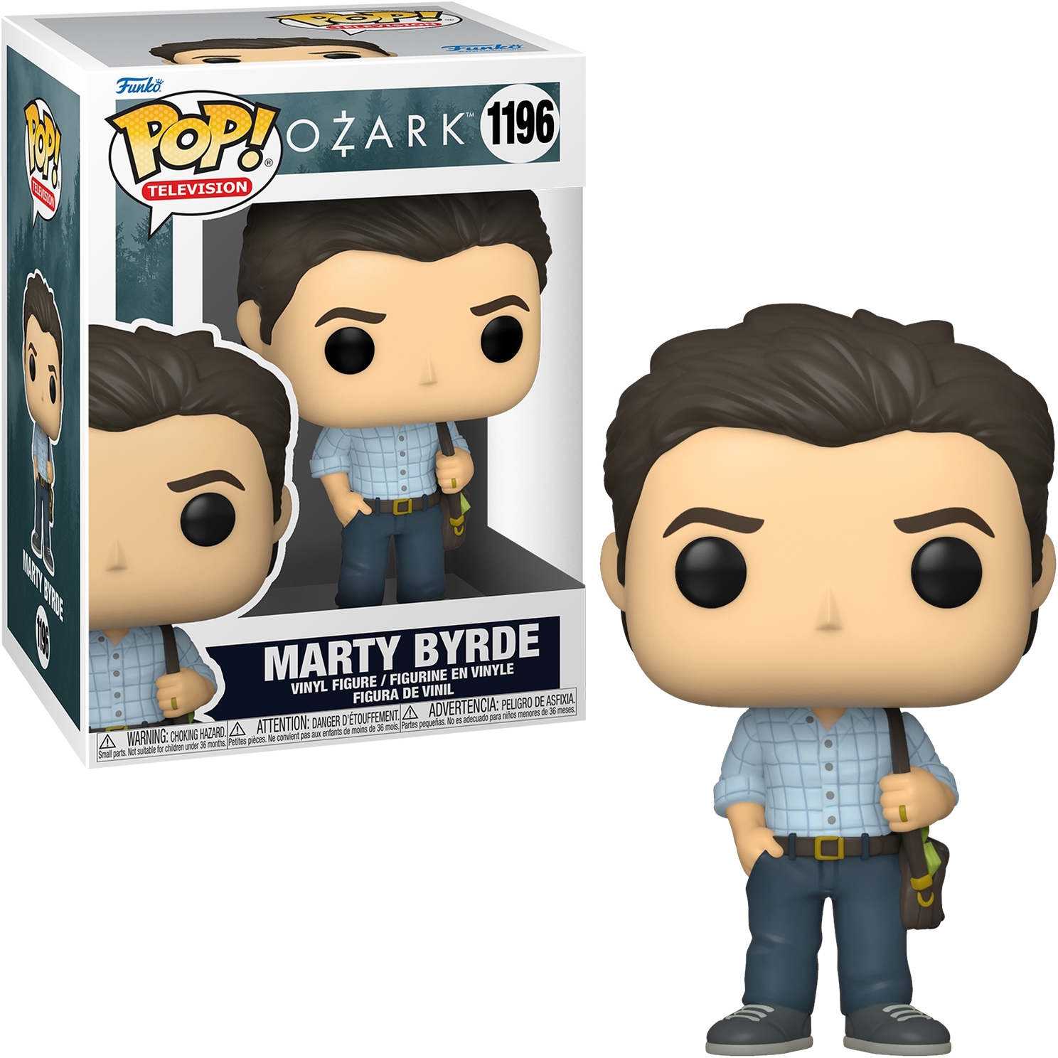 Funko Pop di Marty Byrde da Ozark con scatola.