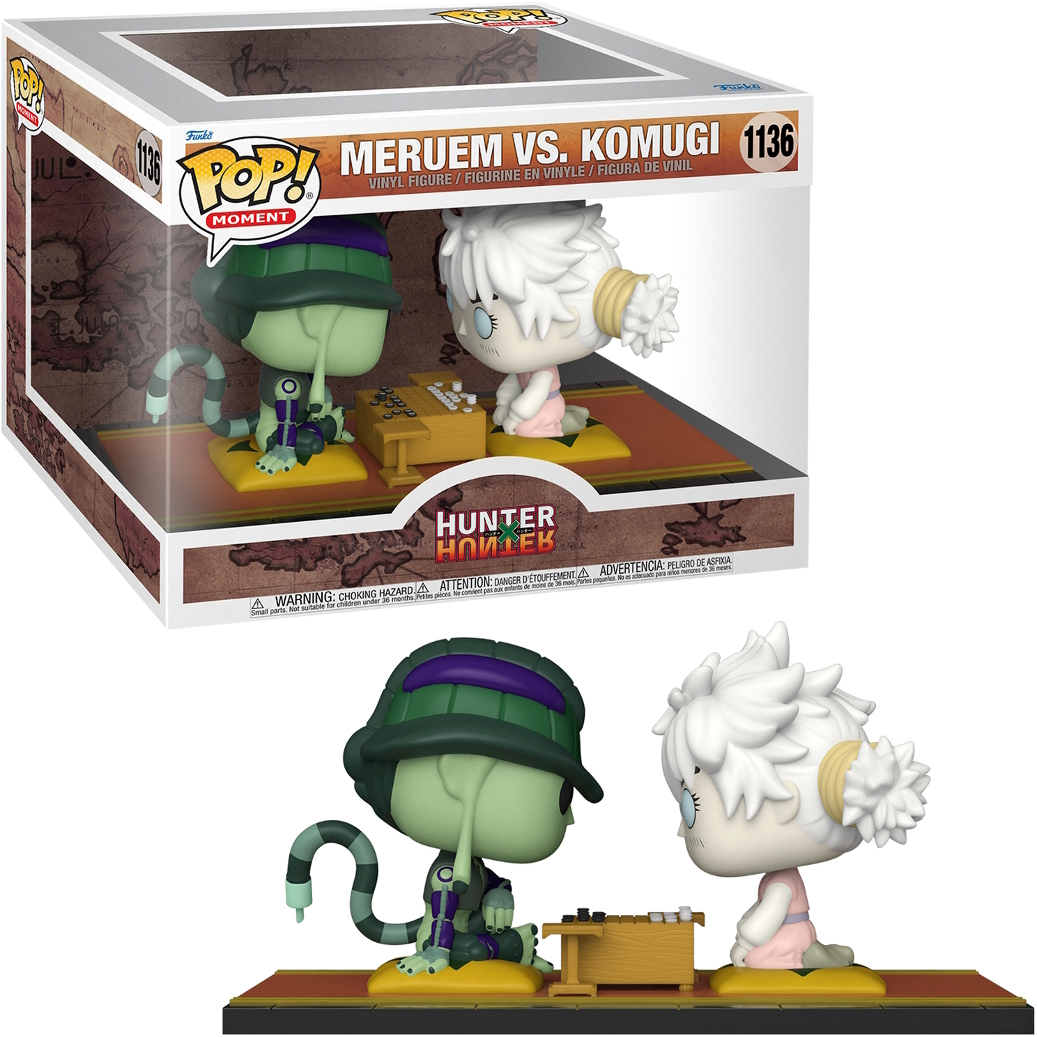 Eine Funko Pop Box und Figur mit Meruem vs. Komugi aus Hunter x Hunter, beim Go spielen.
