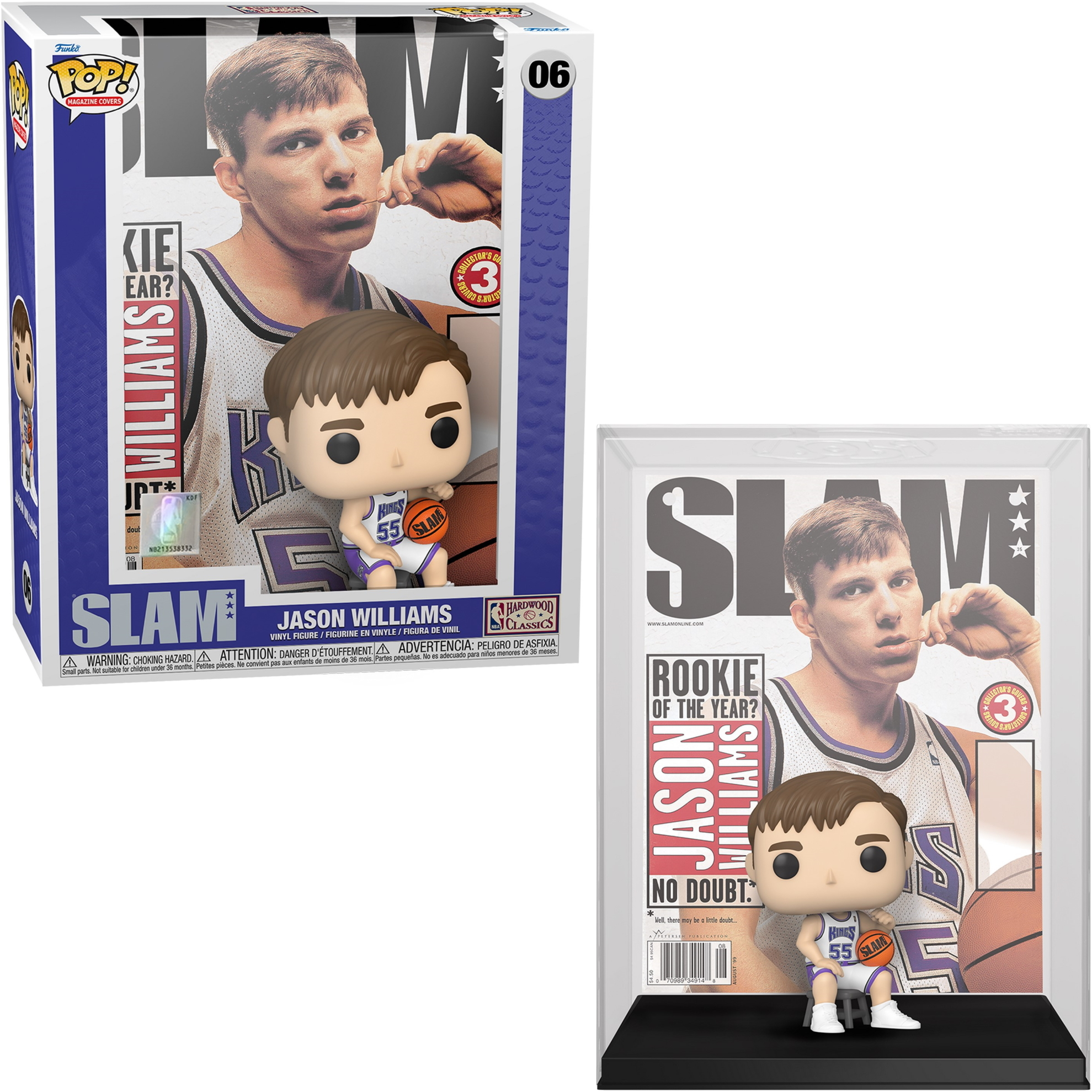 Funko Pop! von Jason Williams im Kings-Trikot, in Box und Vitrine.