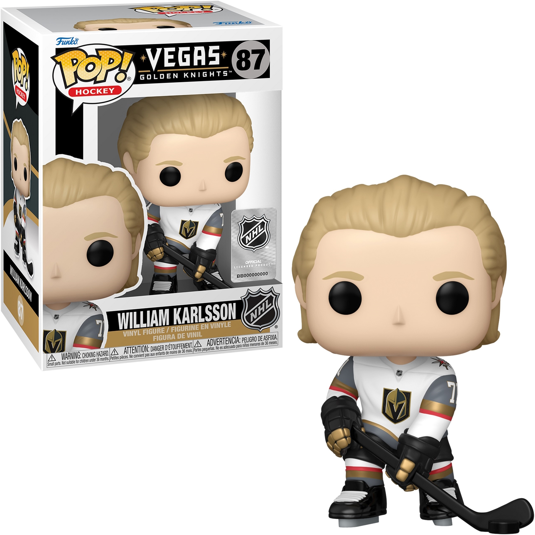 Funko Pop! Figur von William Karlsson von den Golden Knights, mit Box. Hockeyausrüstung.